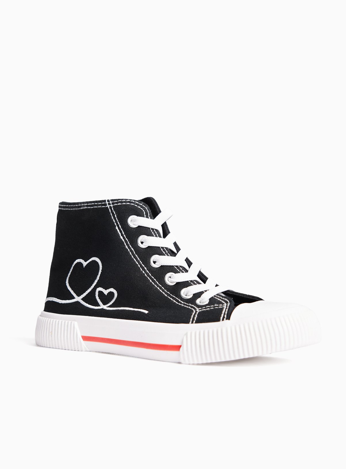 Black Heart Embroidered High Top Trainers 