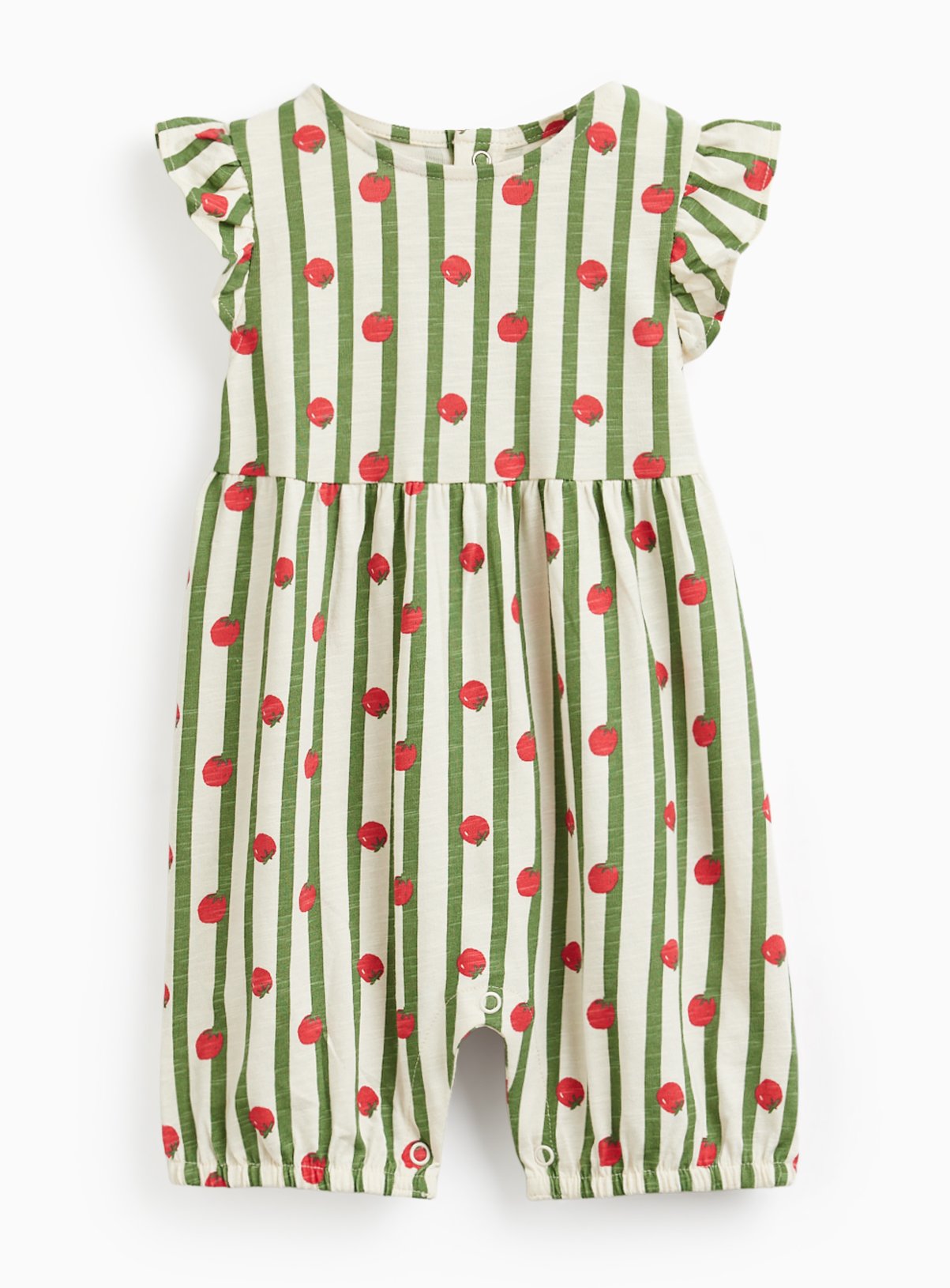 Green Striped Tomato Print Romper 9-12 months