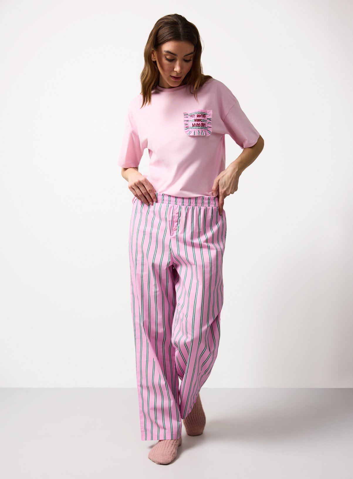 Pink Mother's Day Pocket Detail Pyjamas 