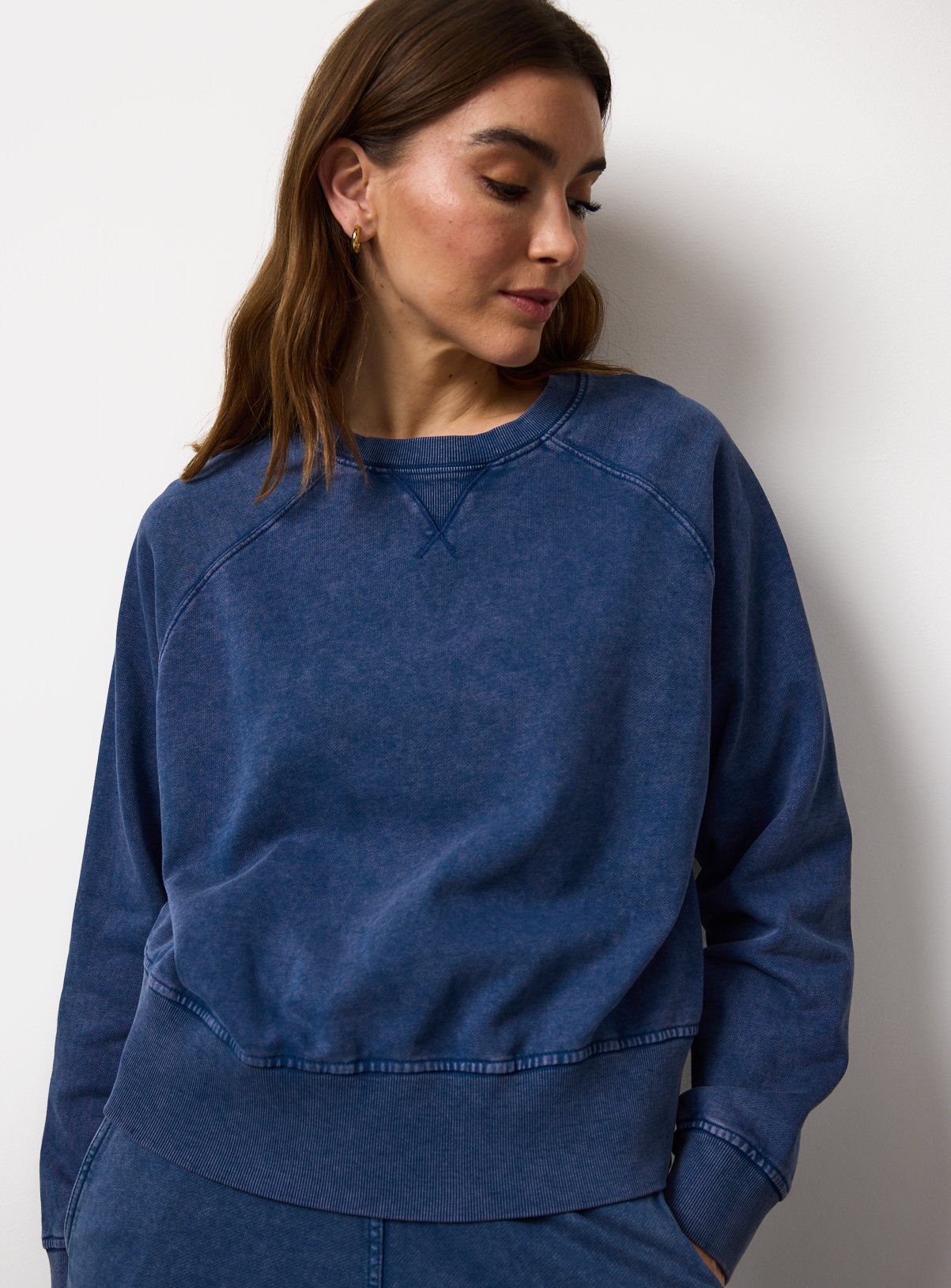 Blue Washed Crew Co-ord Sweatshirt S