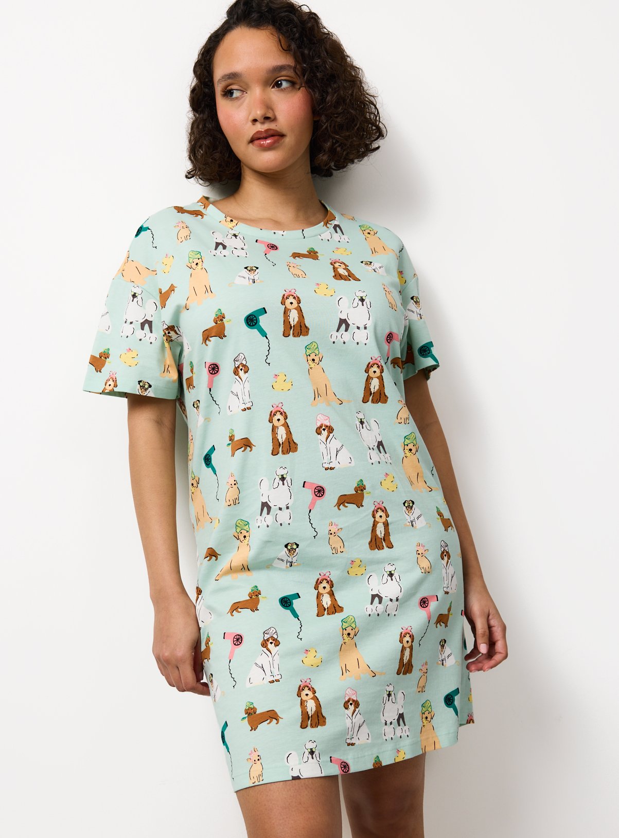 Green Dogs Print Sleep Tee 