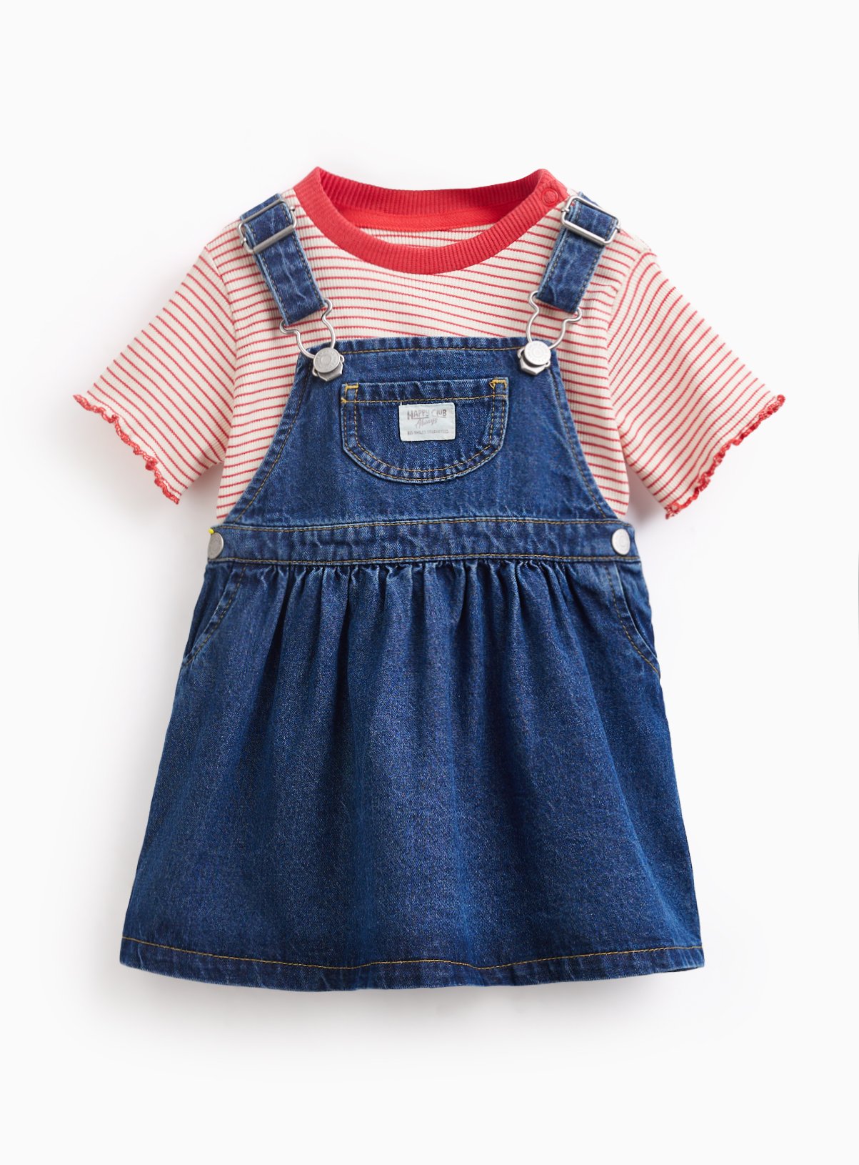 Red Striped Tee & Pinafore Set 12-18 months