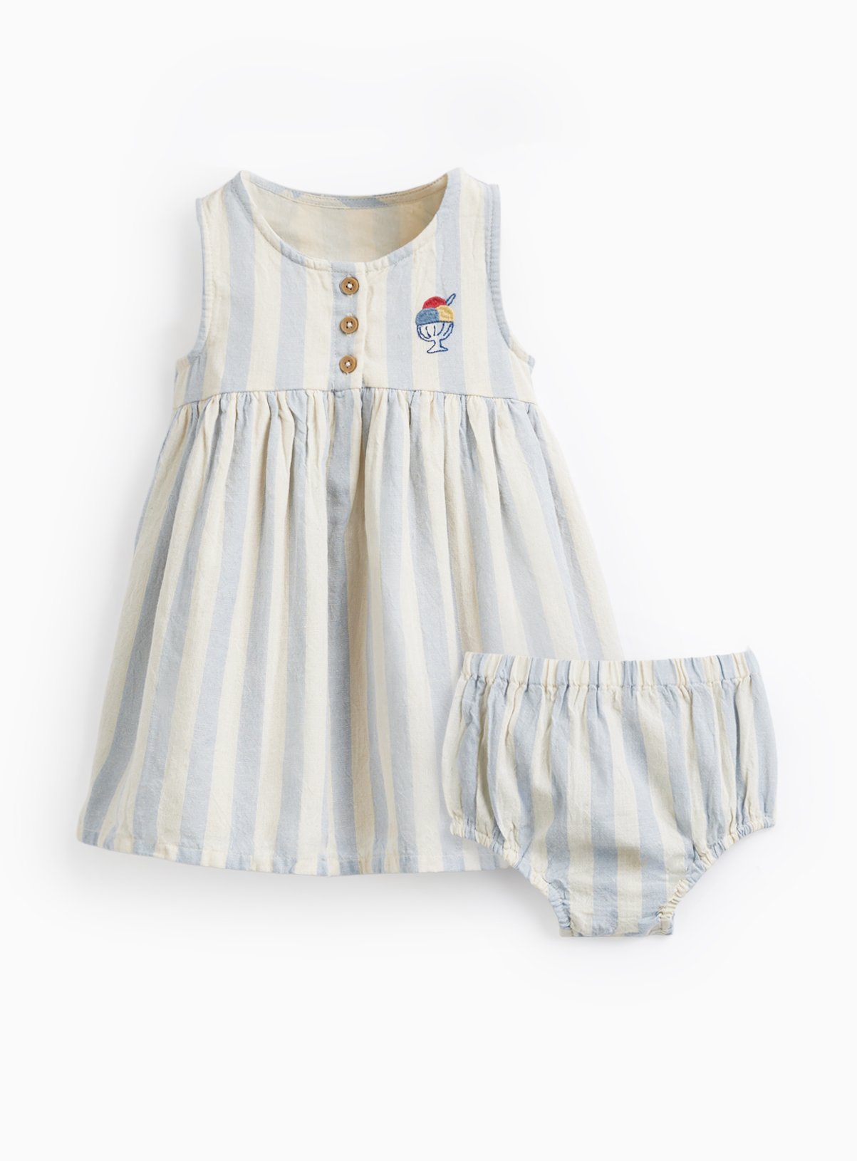 Blue Stripe Dress & Knickers Set 12-18 months