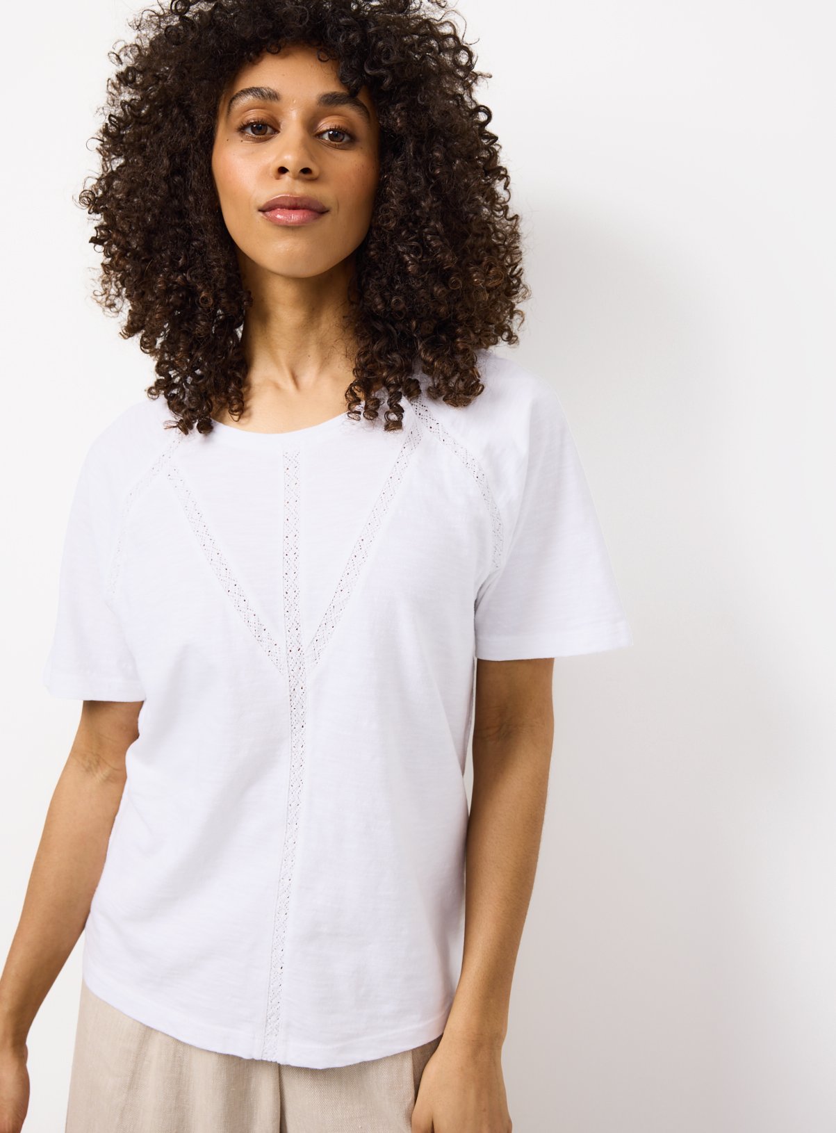 White Lace Trim Detail Top 12