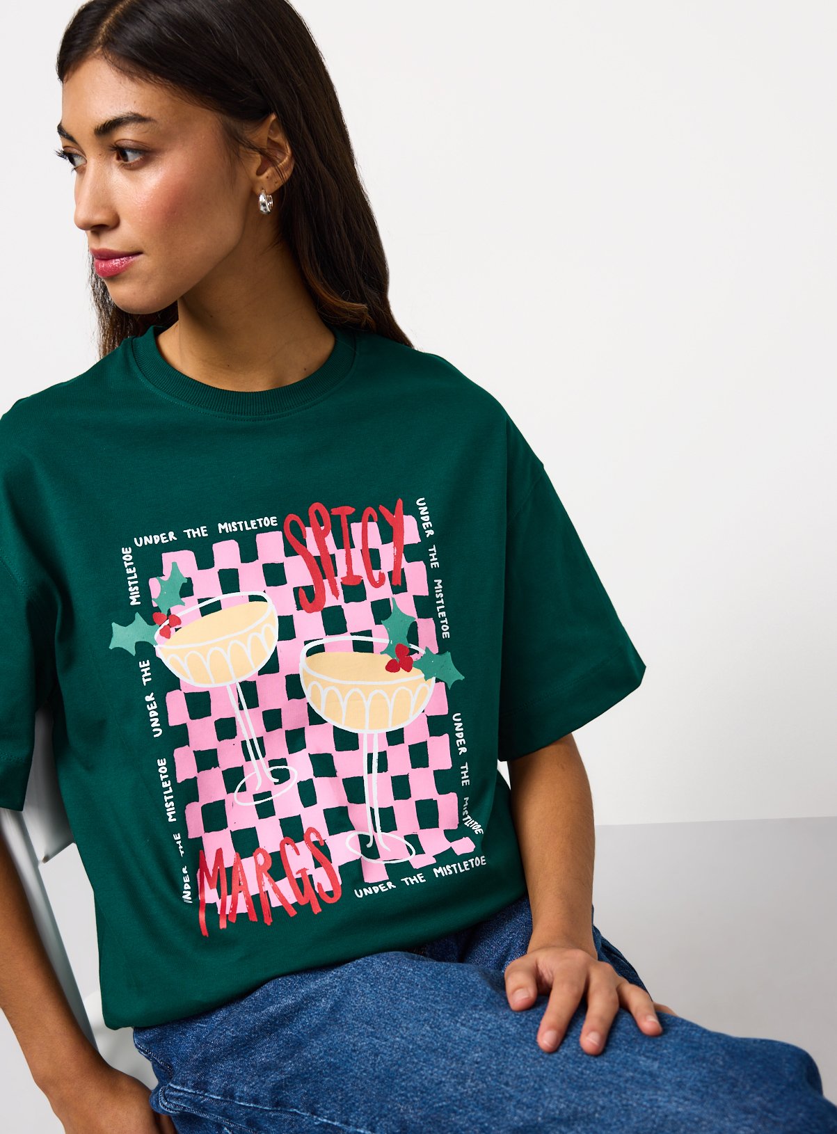 Spicy Margs Christmas Graphic Oversized T-Shirt 