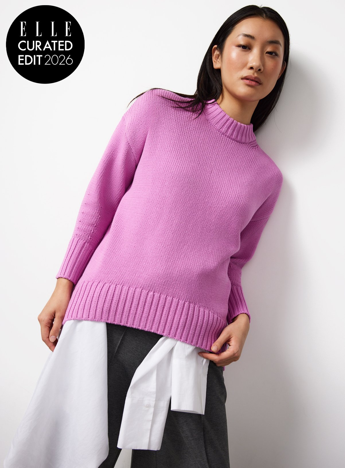 Pink Oversized Crew Neck Jumper L