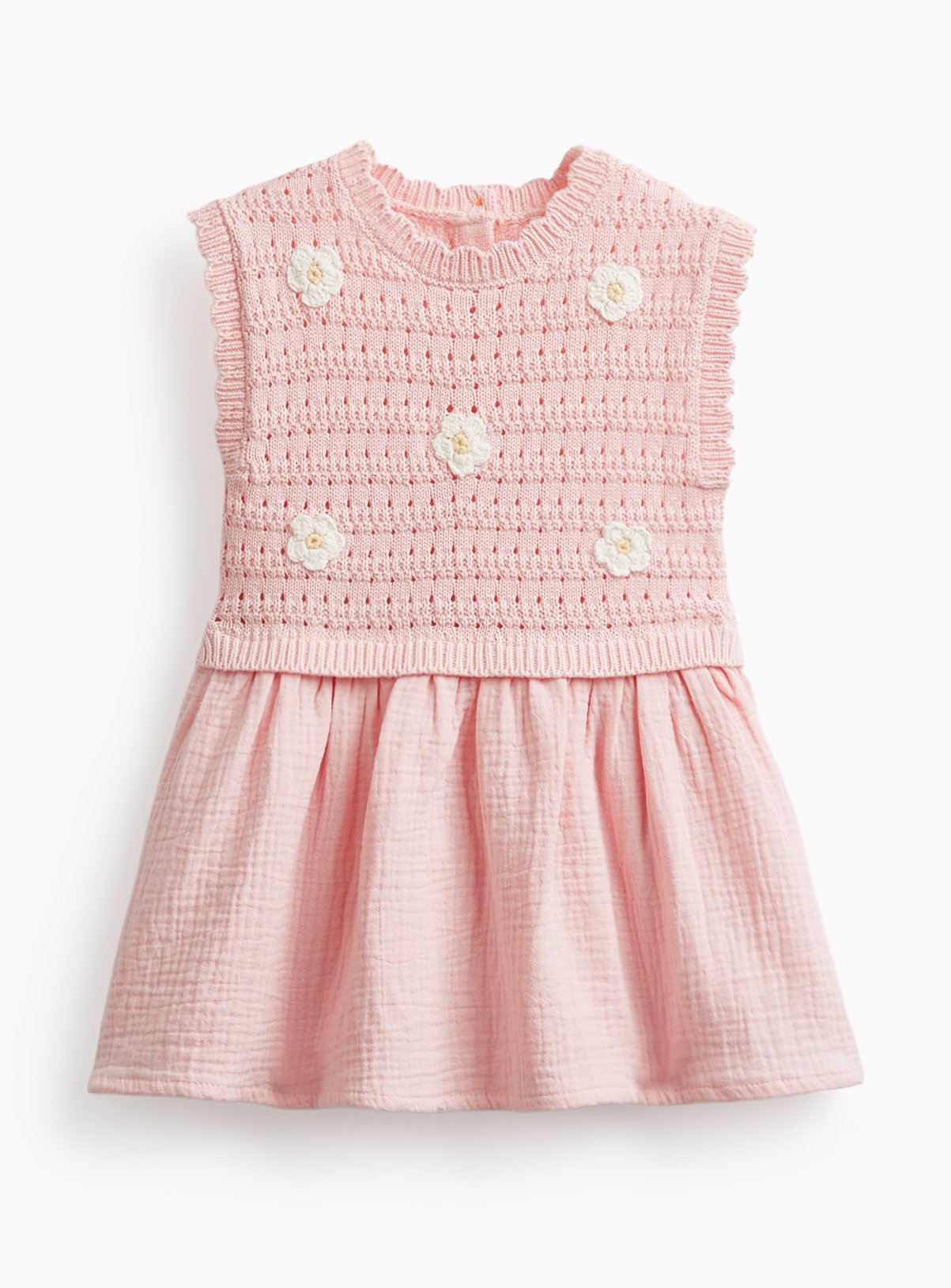 Pink Crochet Floral Dress