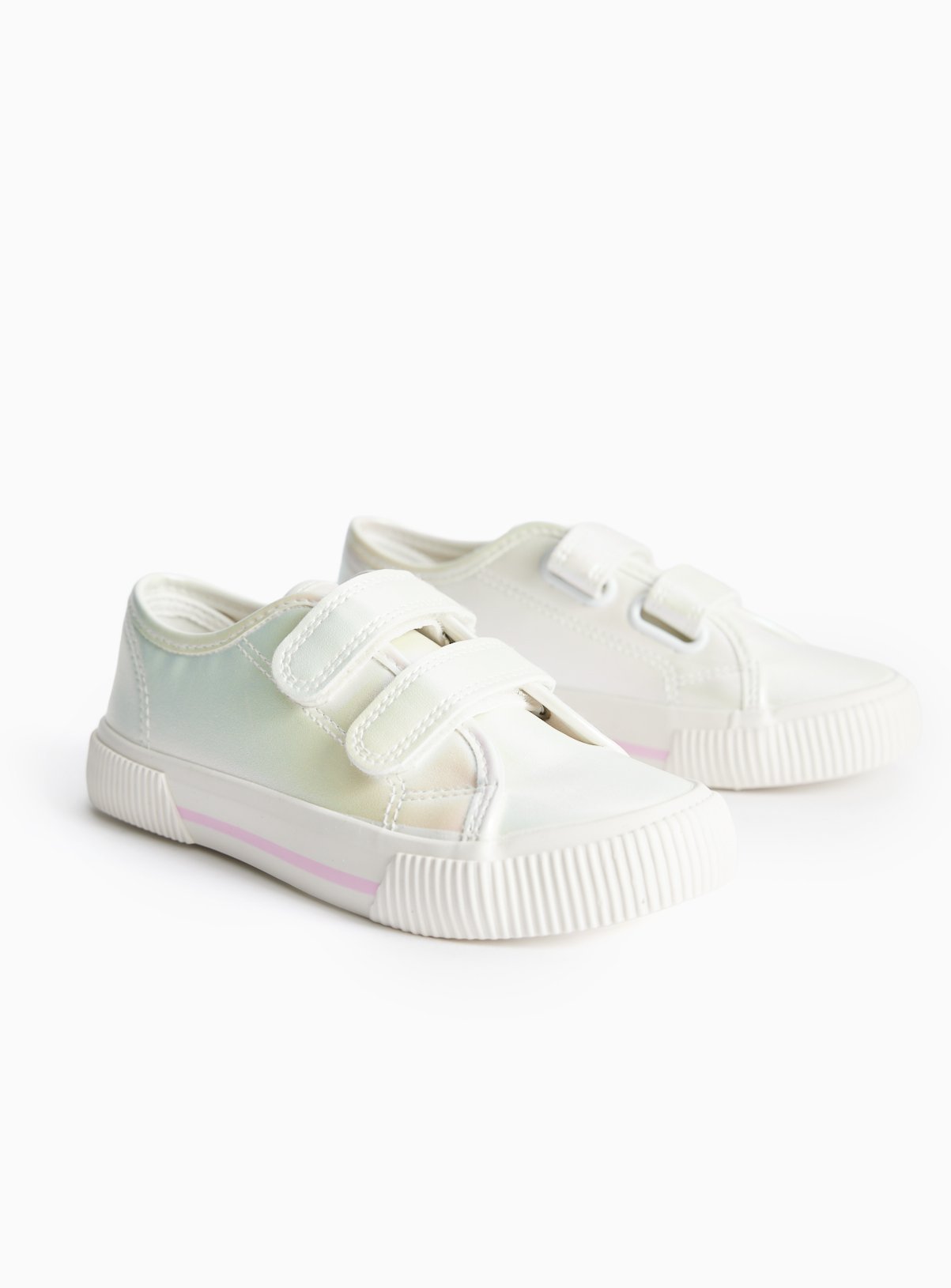 White Iridescent Twin Strap Trainers 2