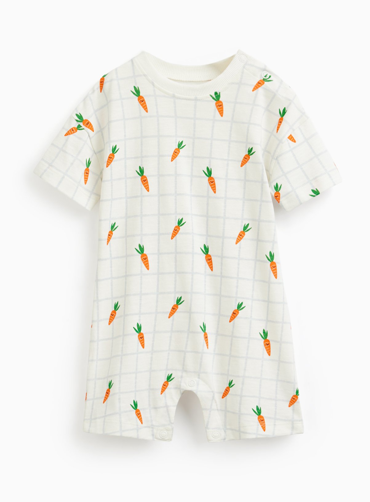 White Carrot Print Romper 9-12 months