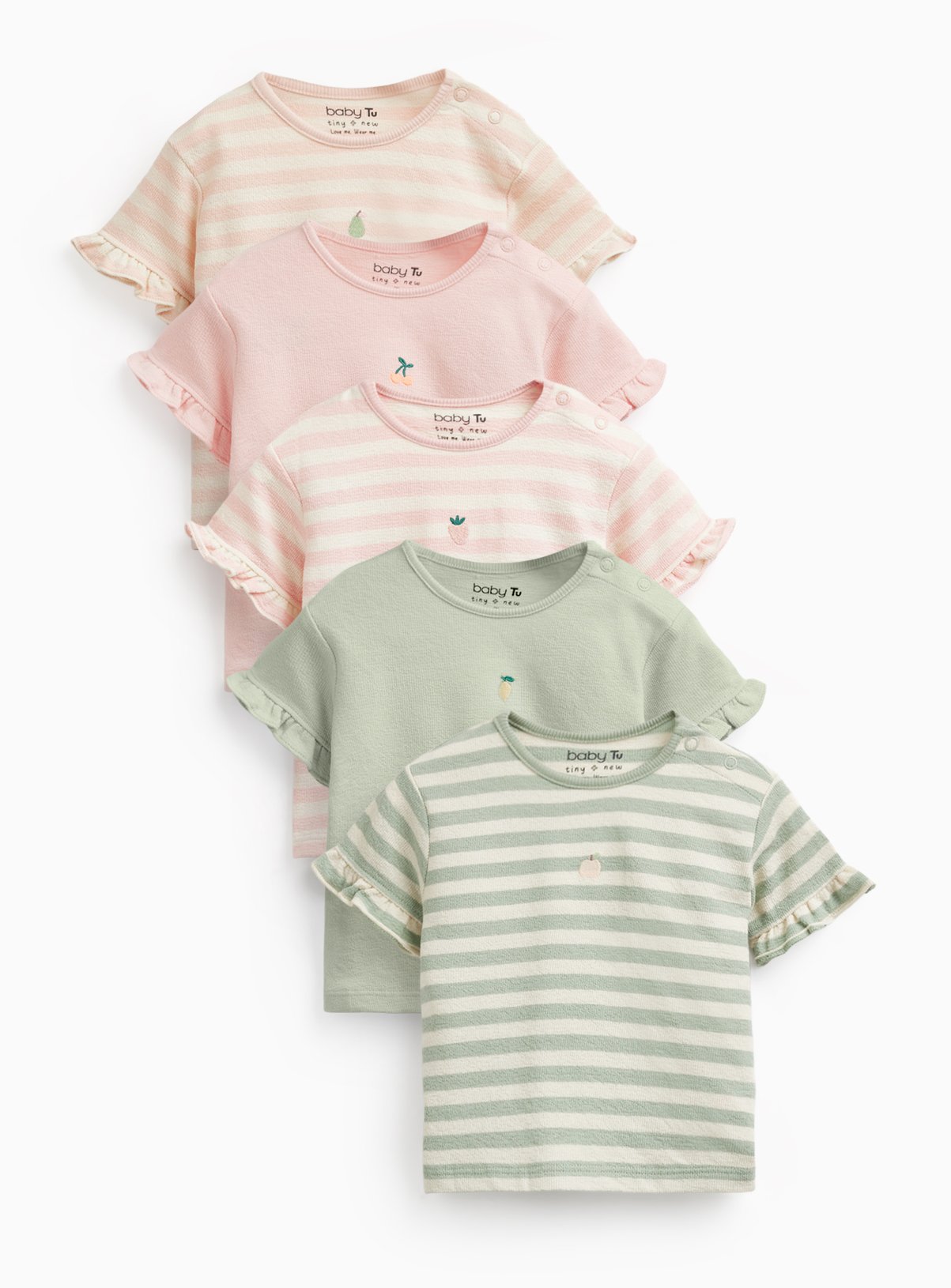 Pink & Green Stripe T-Shirts 5 Pack 