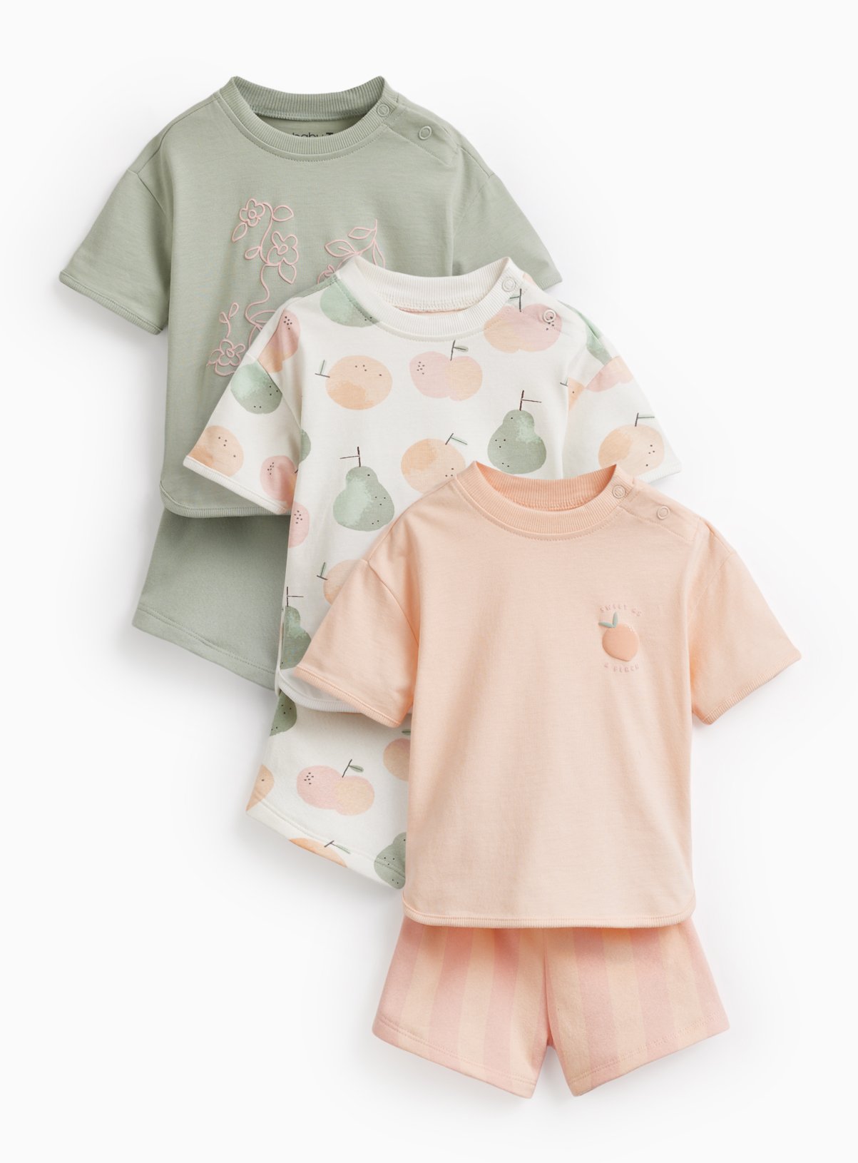 Assorted Prints T-Shirt & Shorts Sets 3 Pack 18-24 months