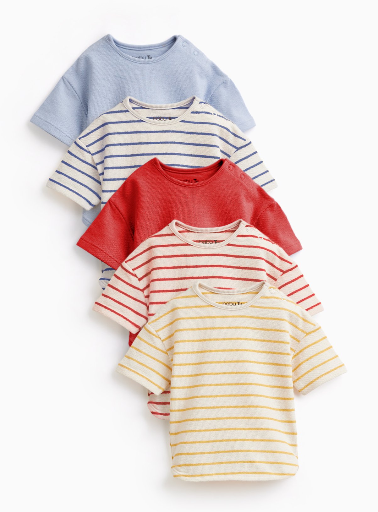 Plain & Stripe Textured T-Shirts 5 Pack