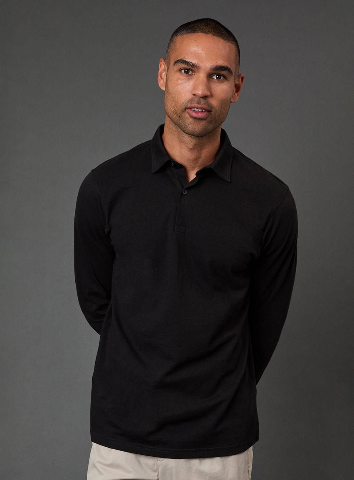 BURTON Black Long Sleeve Smart Jersey Polo Shirt 
