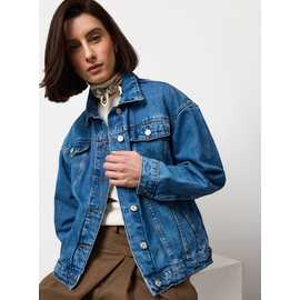 Mid Blue Denim Oversized Trucker Jacket