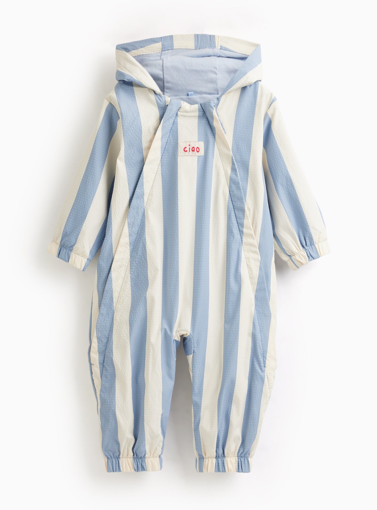 Blue Stripe Ciao Print Puddlesuit 3-6 months