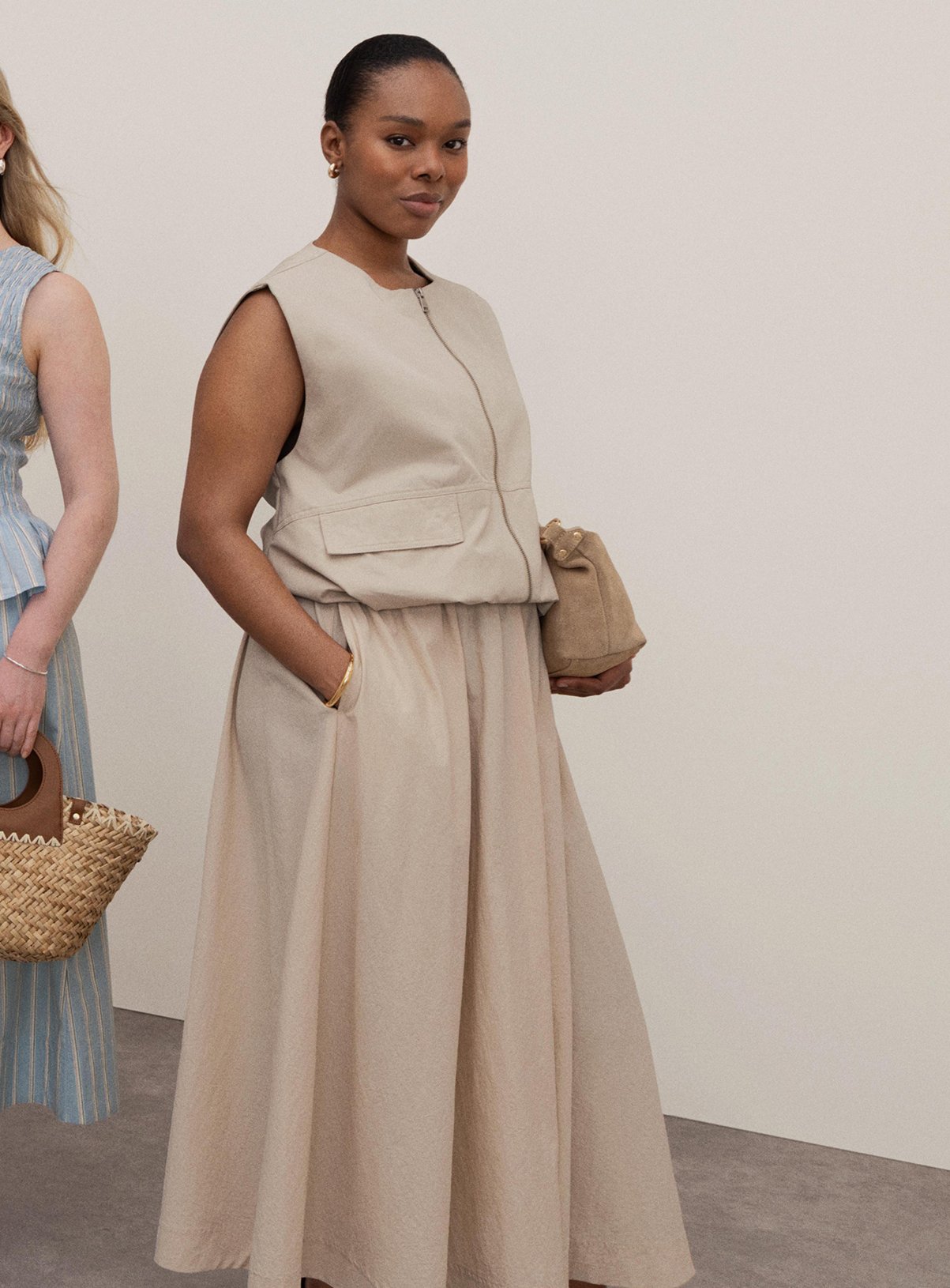 Stone Collarless Zip Gilet 10