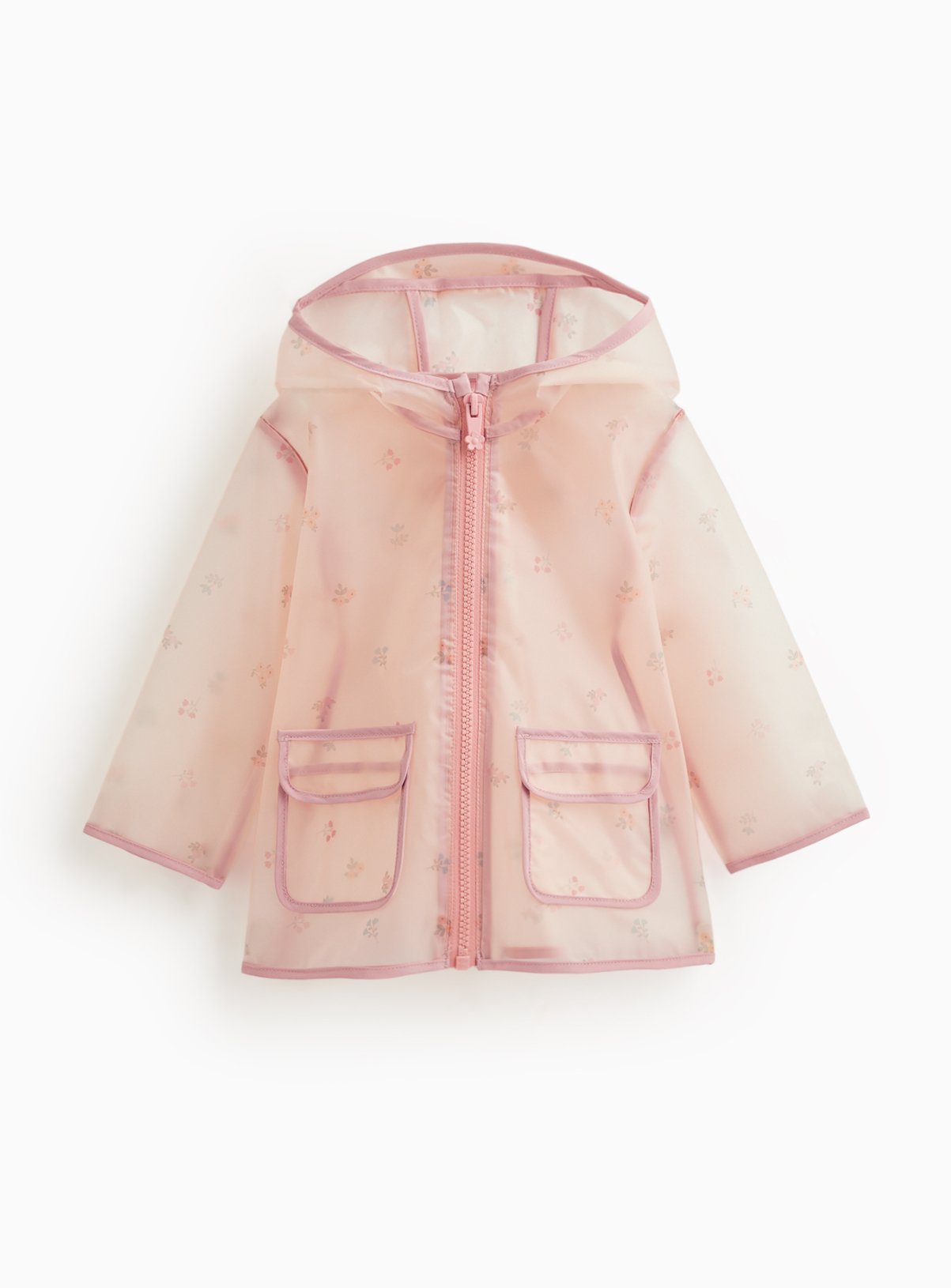 Floral Print See-Through Hooded Mac 6-9 months