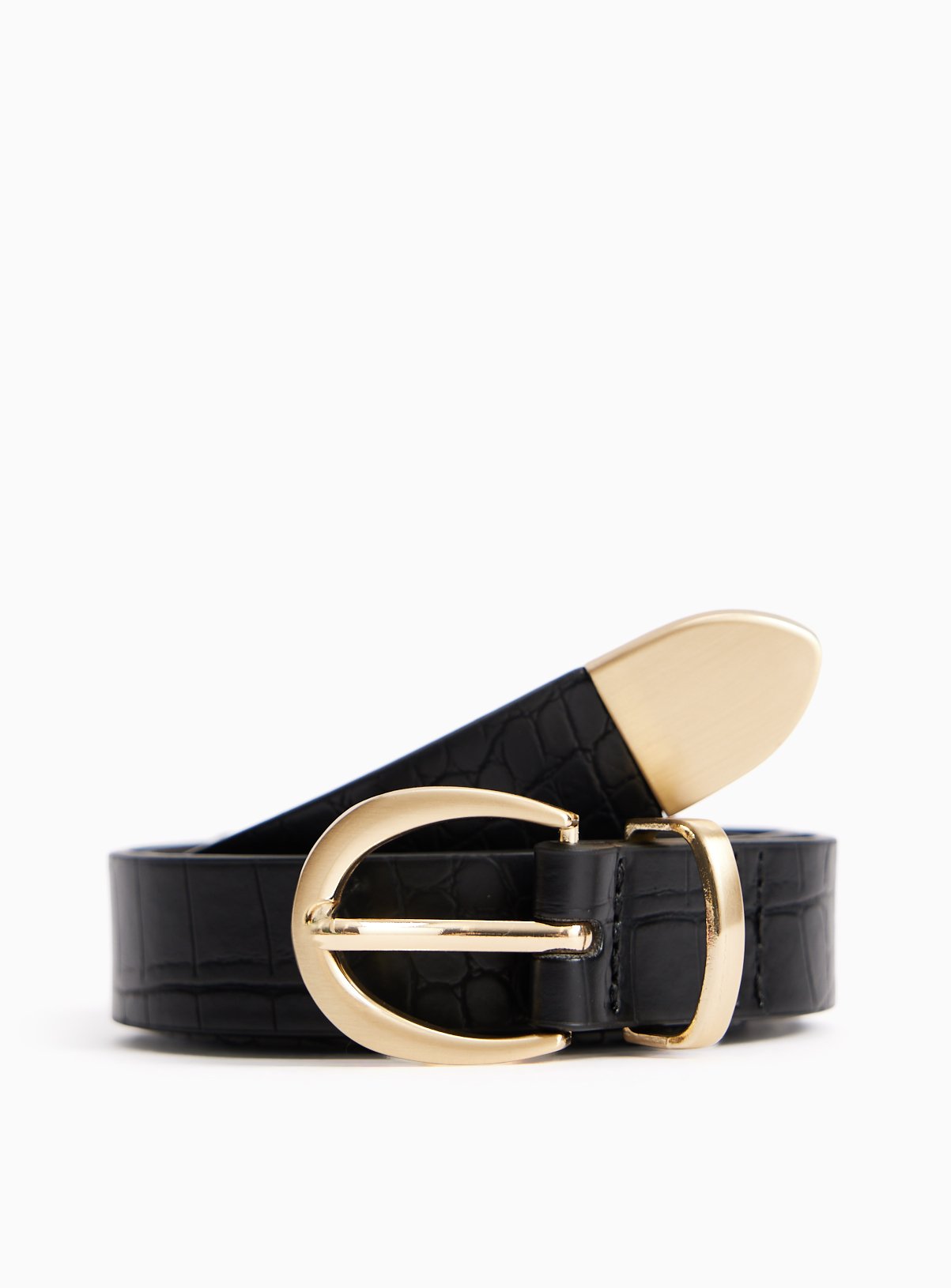 Matte Black Croc Belt S