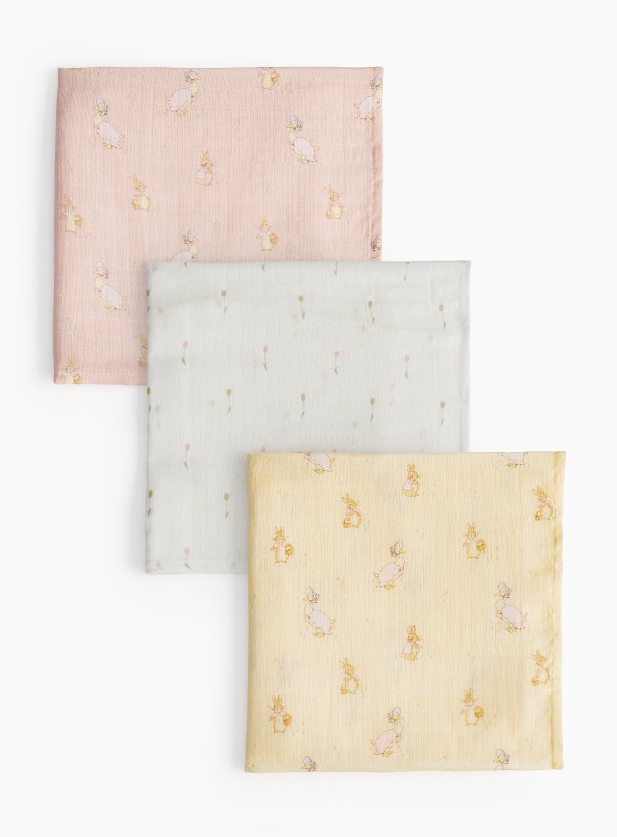 Peter Rabbit Print Muslin Cloths 3 Pack One Size