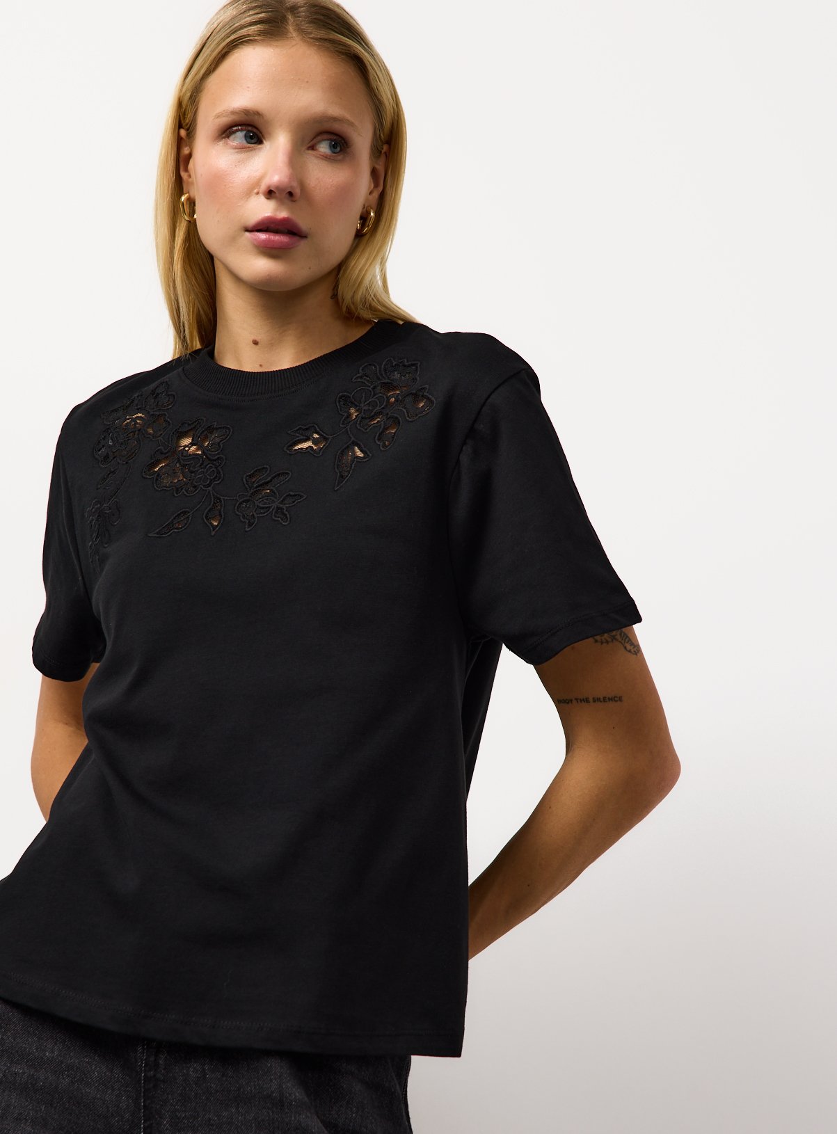 Black Lace Trapeze Panel Top S