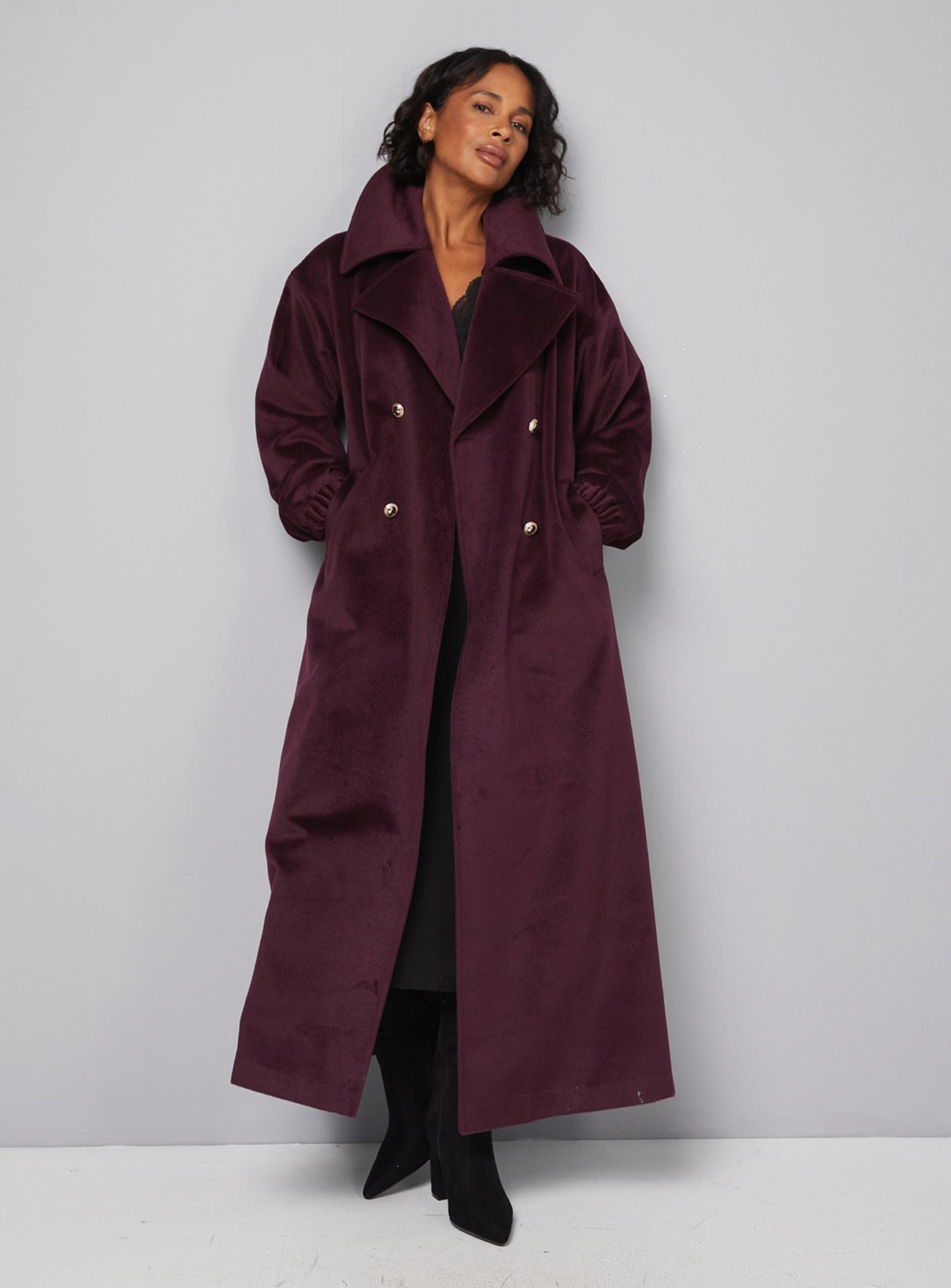 WALLIS Elastic Cuff Collar Detail Maxi Coat