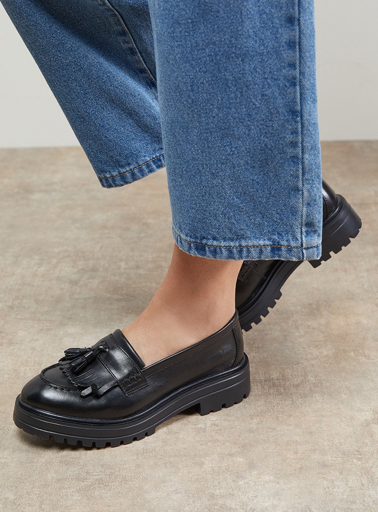 OASIS Brooker Leather Tassel Chunky Loafers 