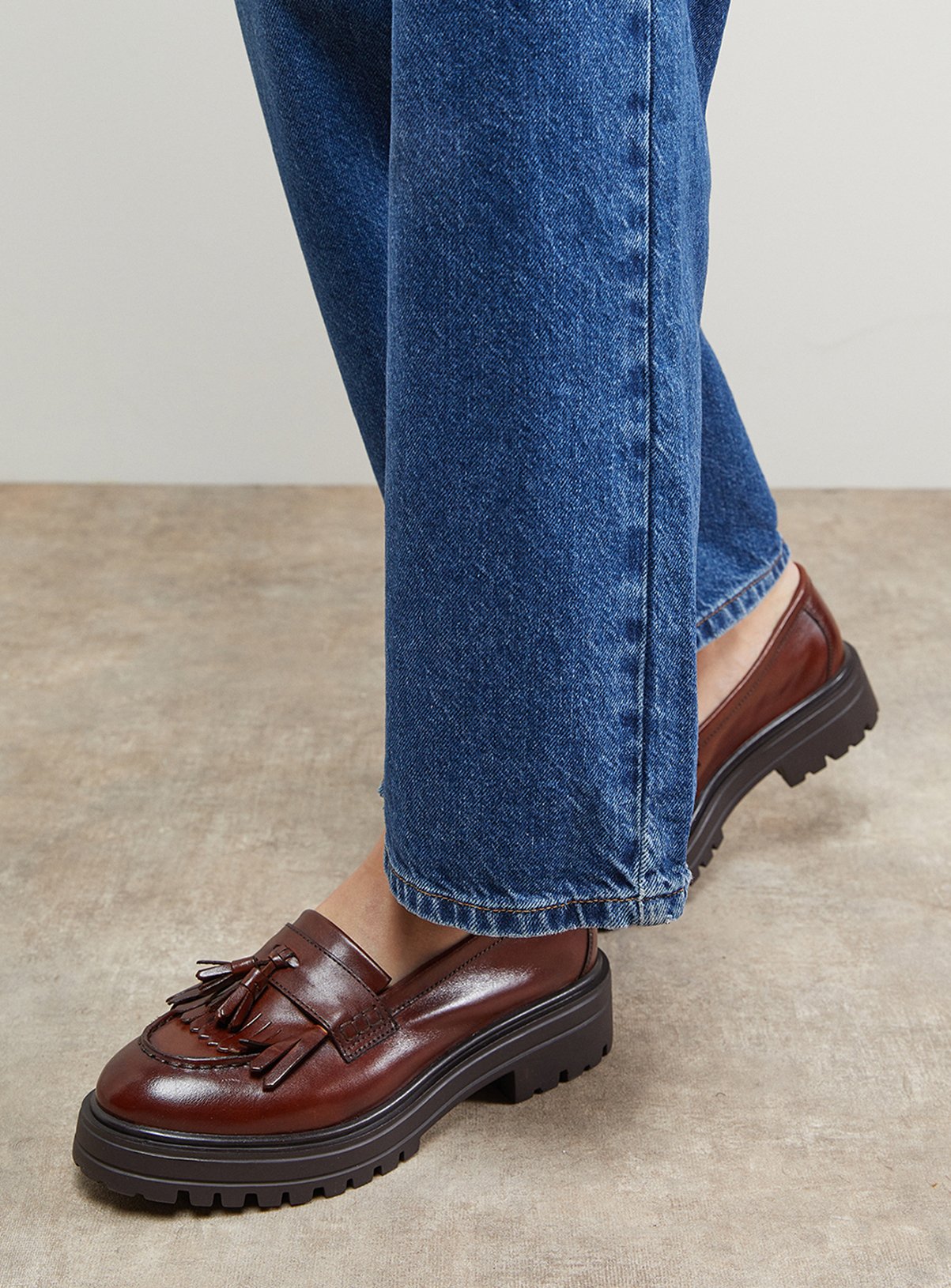 OASIS Brooker Leather Tassel Chunky Loafers 