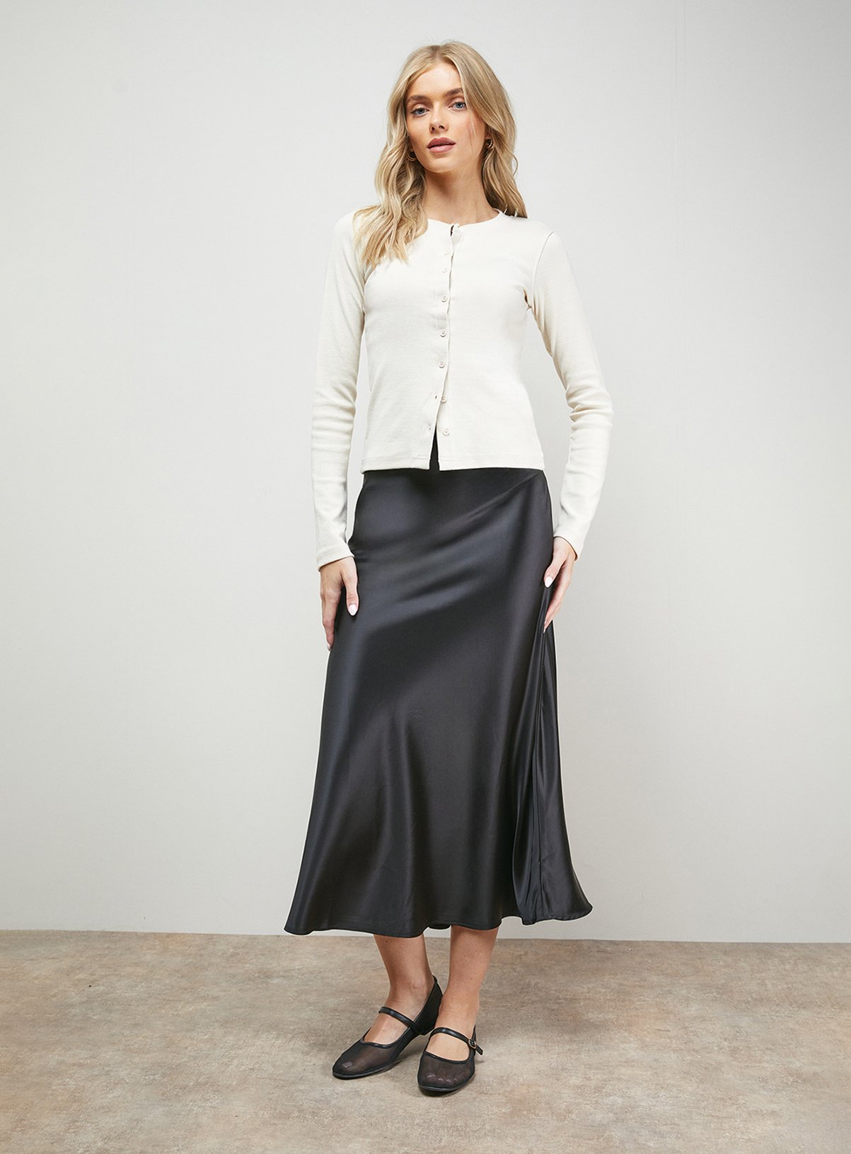 OASIS Bias Cut Satin Midi Skirt 