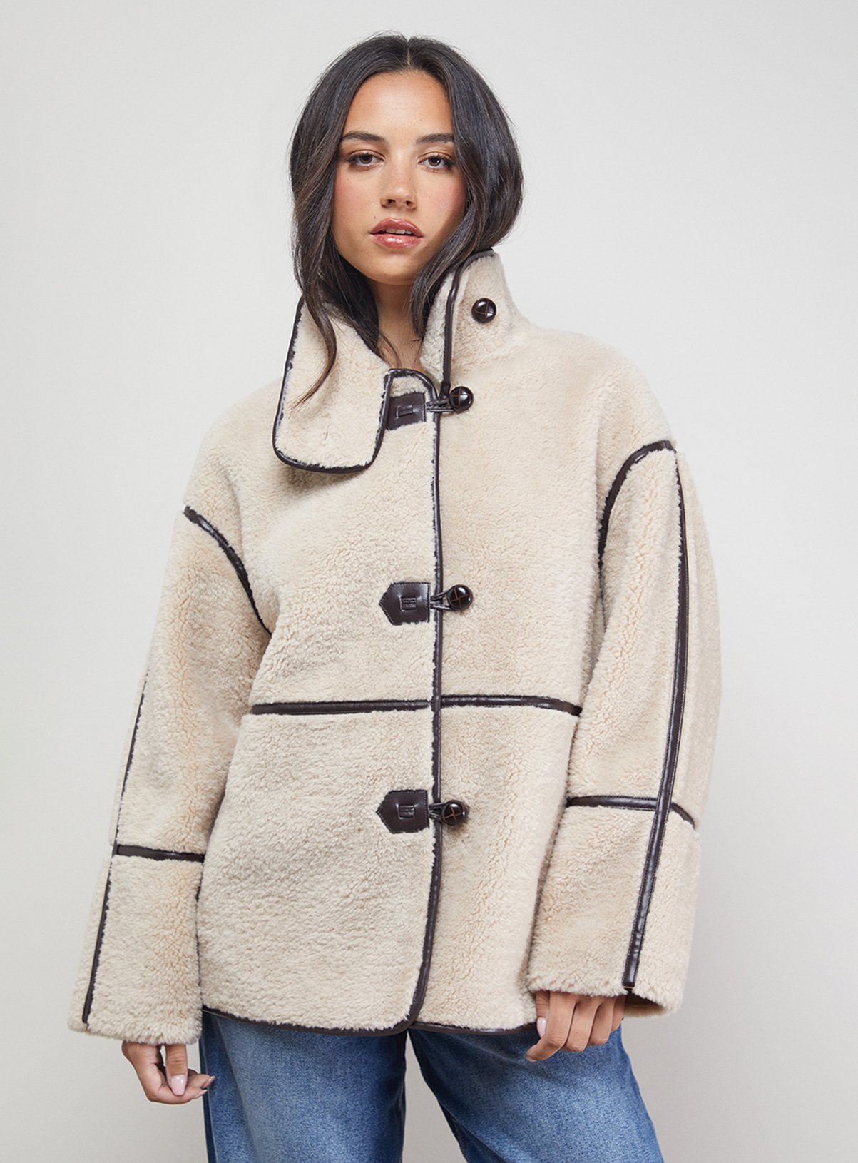 Buy OASIS Funnel Neck Shearling Jacket 10 Coats Tu