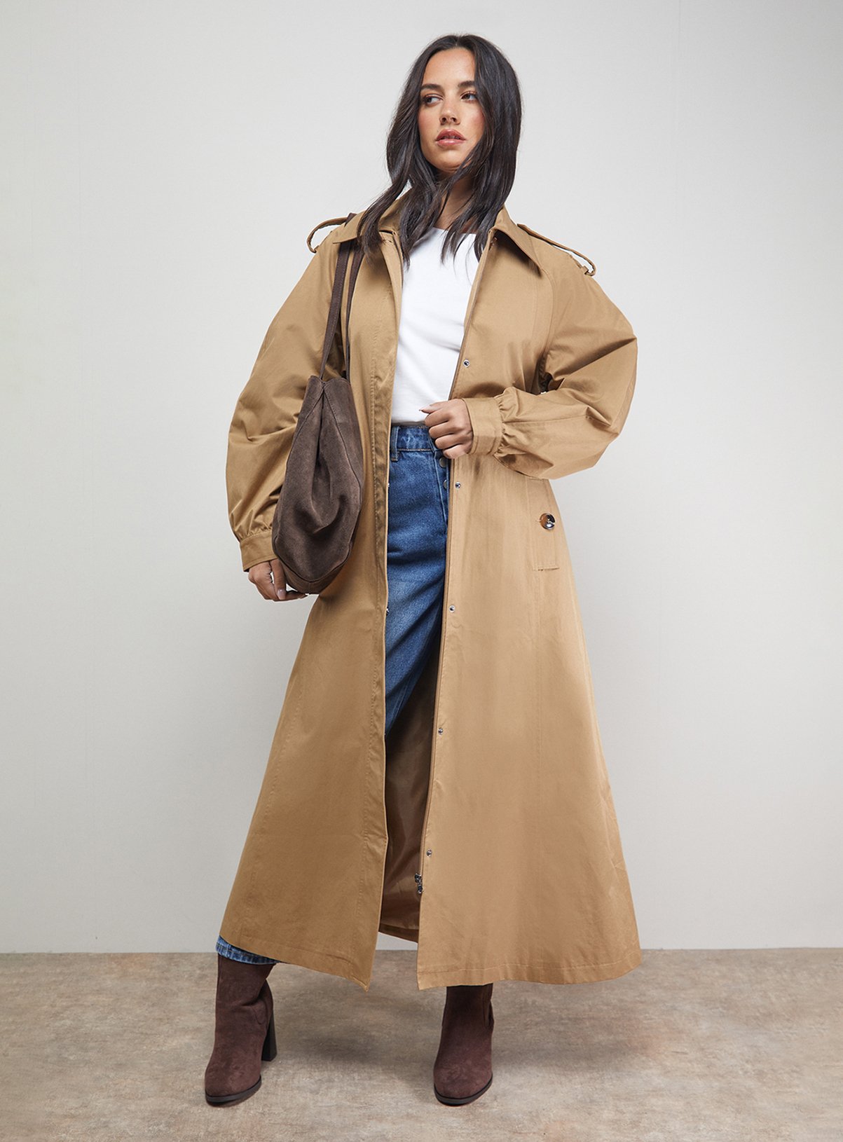 OASIS Trapeze Maxi Trench Coat 