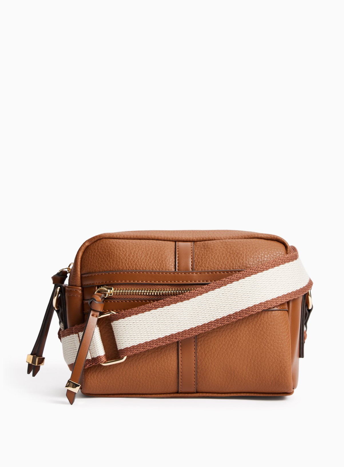 Tan Zip Front Boxy Camera Bag One Size