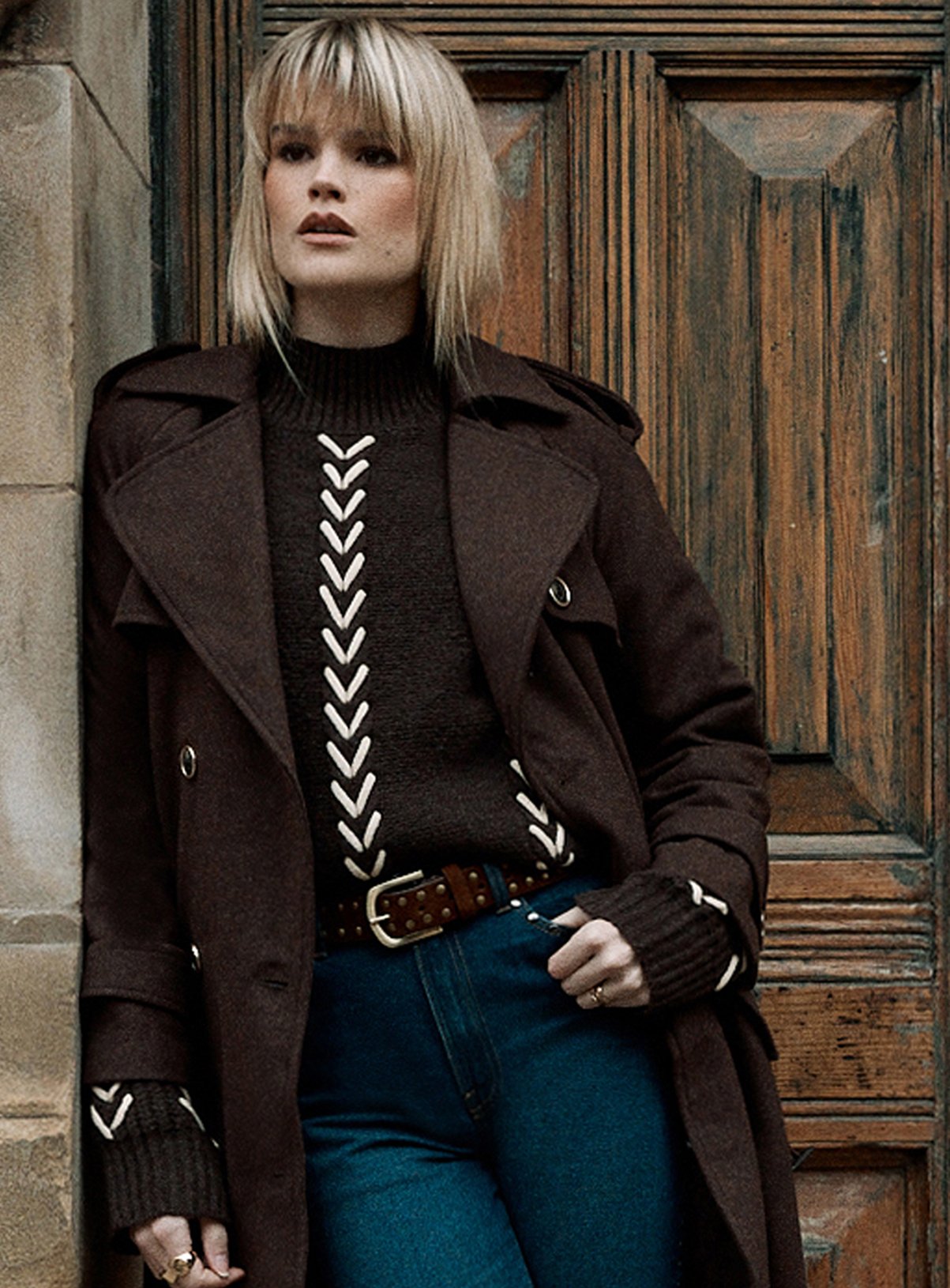 WAREHOUSE Whipstitch Detail Oversized Jumper 