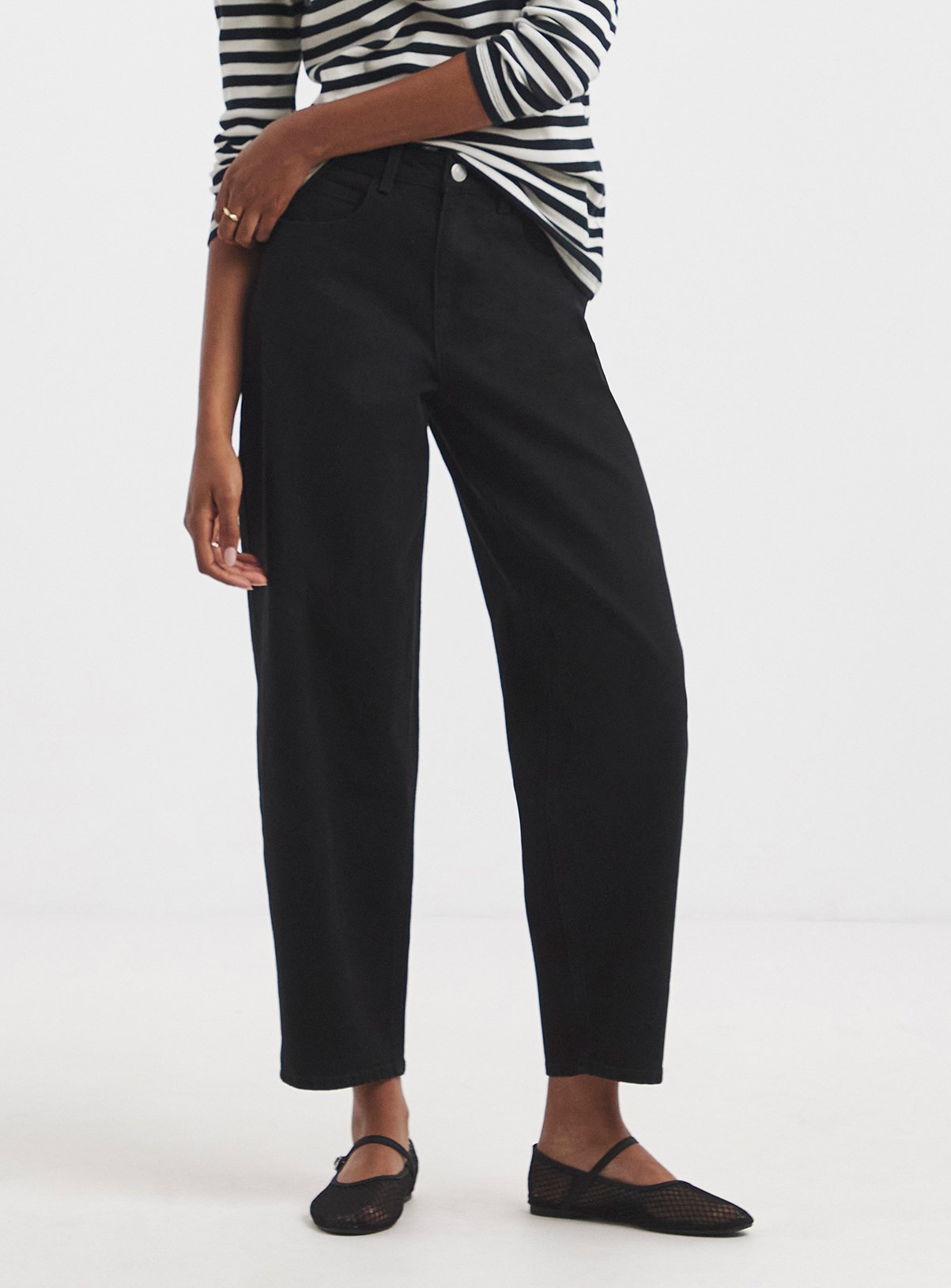 SIMPLY BE Smart Tapered Barrel Jean Black 26