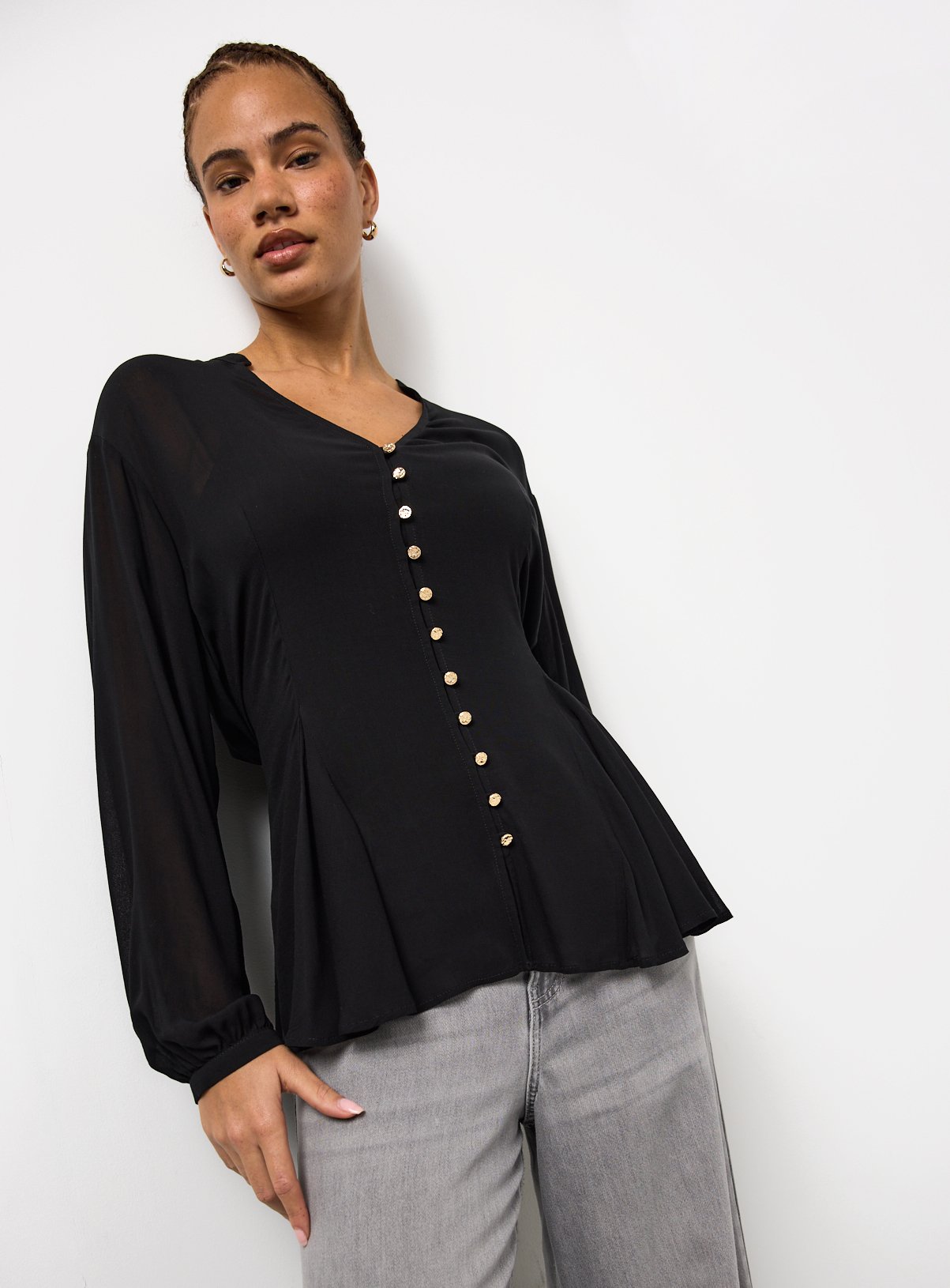 Black Tie Waist Blouse 22