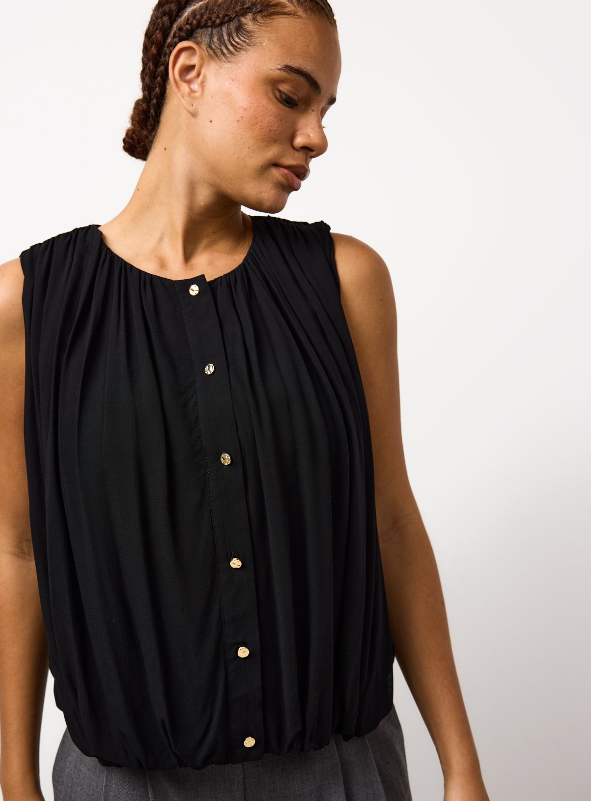 Bubble Hem Button Through Blouse 24