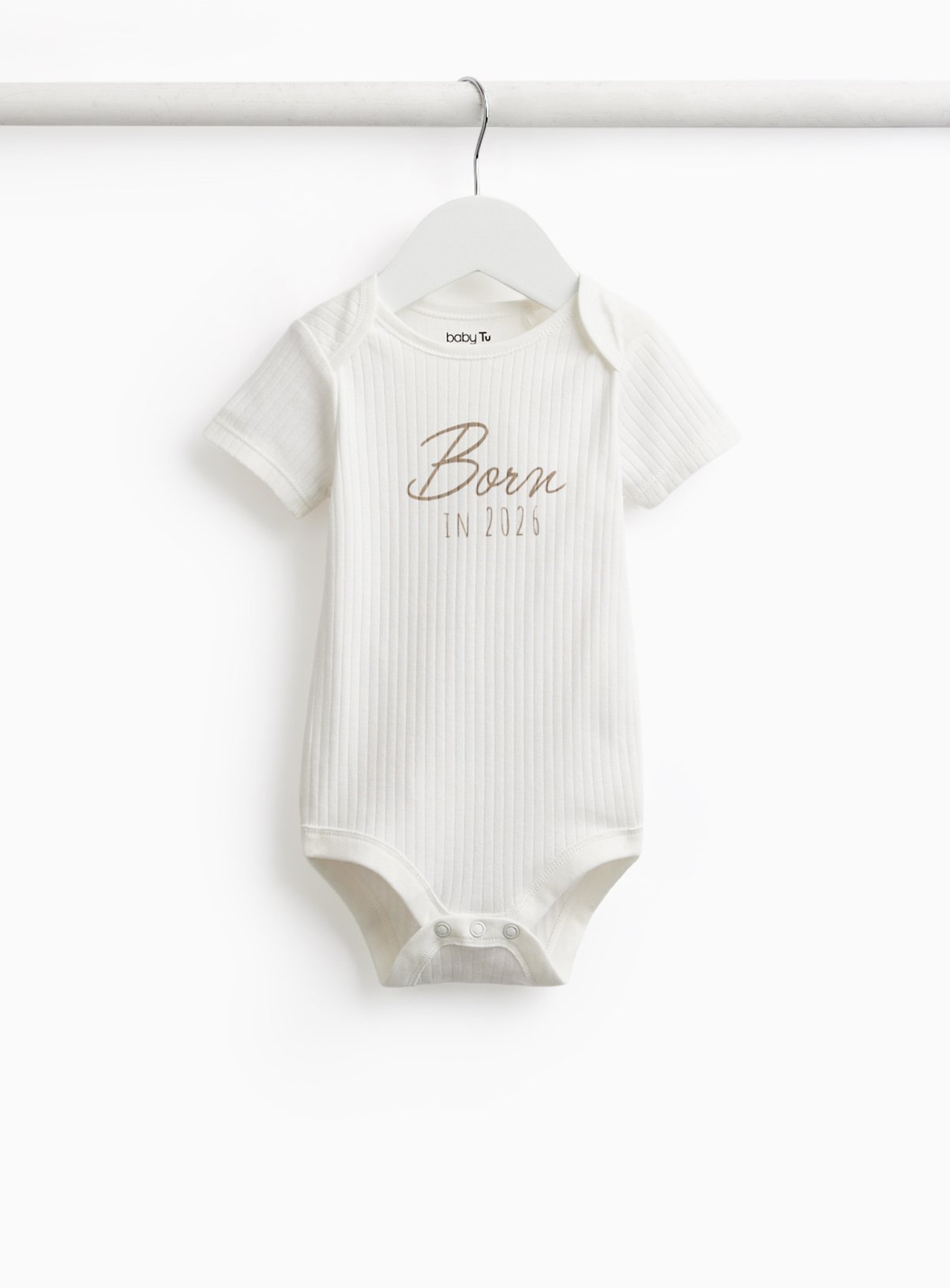 White Born In 2026 Bodysuit Up to 3 mths