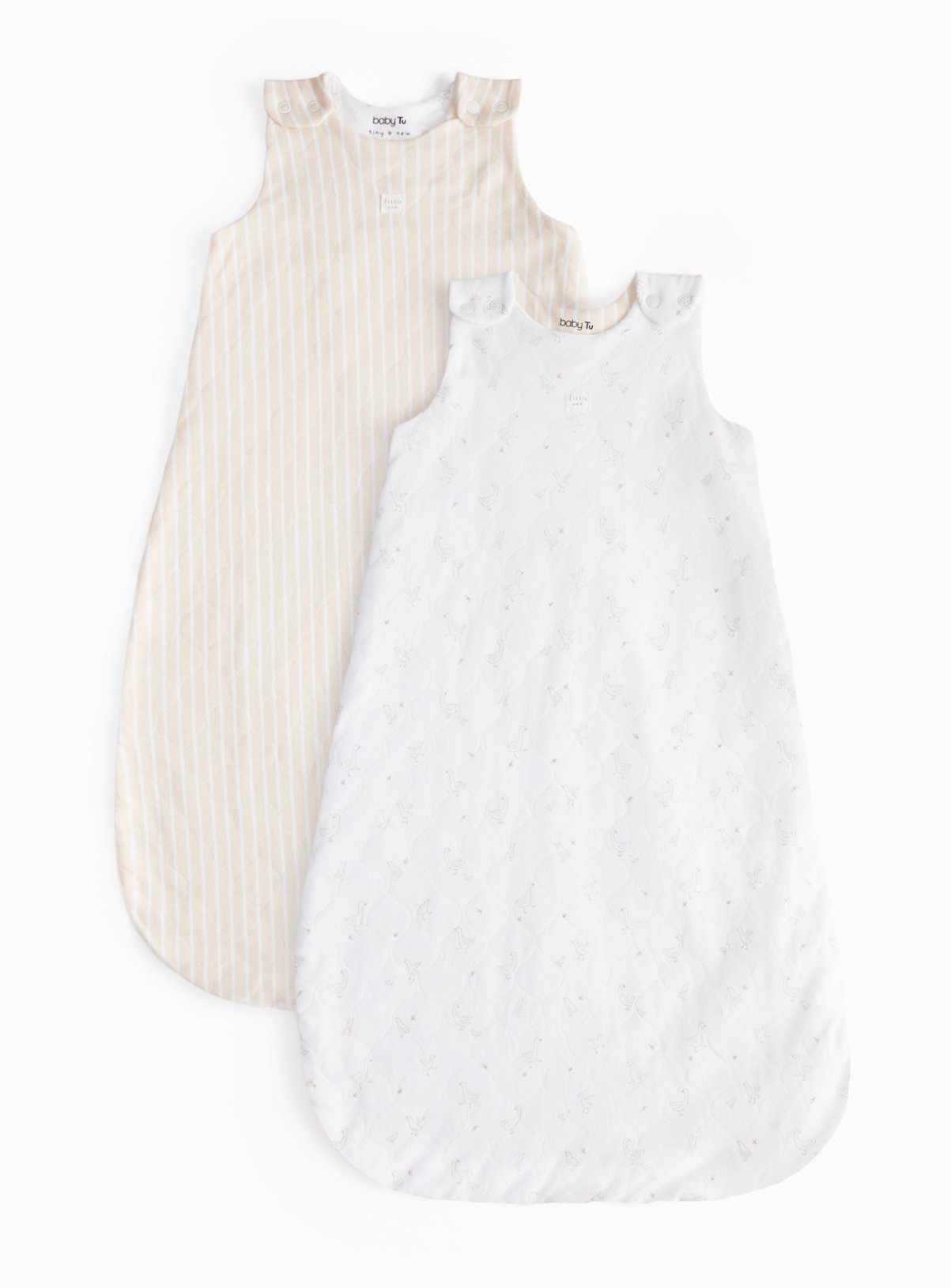 White & Beige Printed 1.5 Tog Sleeping Bags 2 Pack 12-18 months