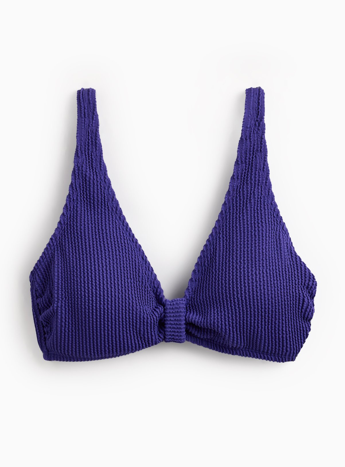 Purple Knot Front Textured Bikini Top 