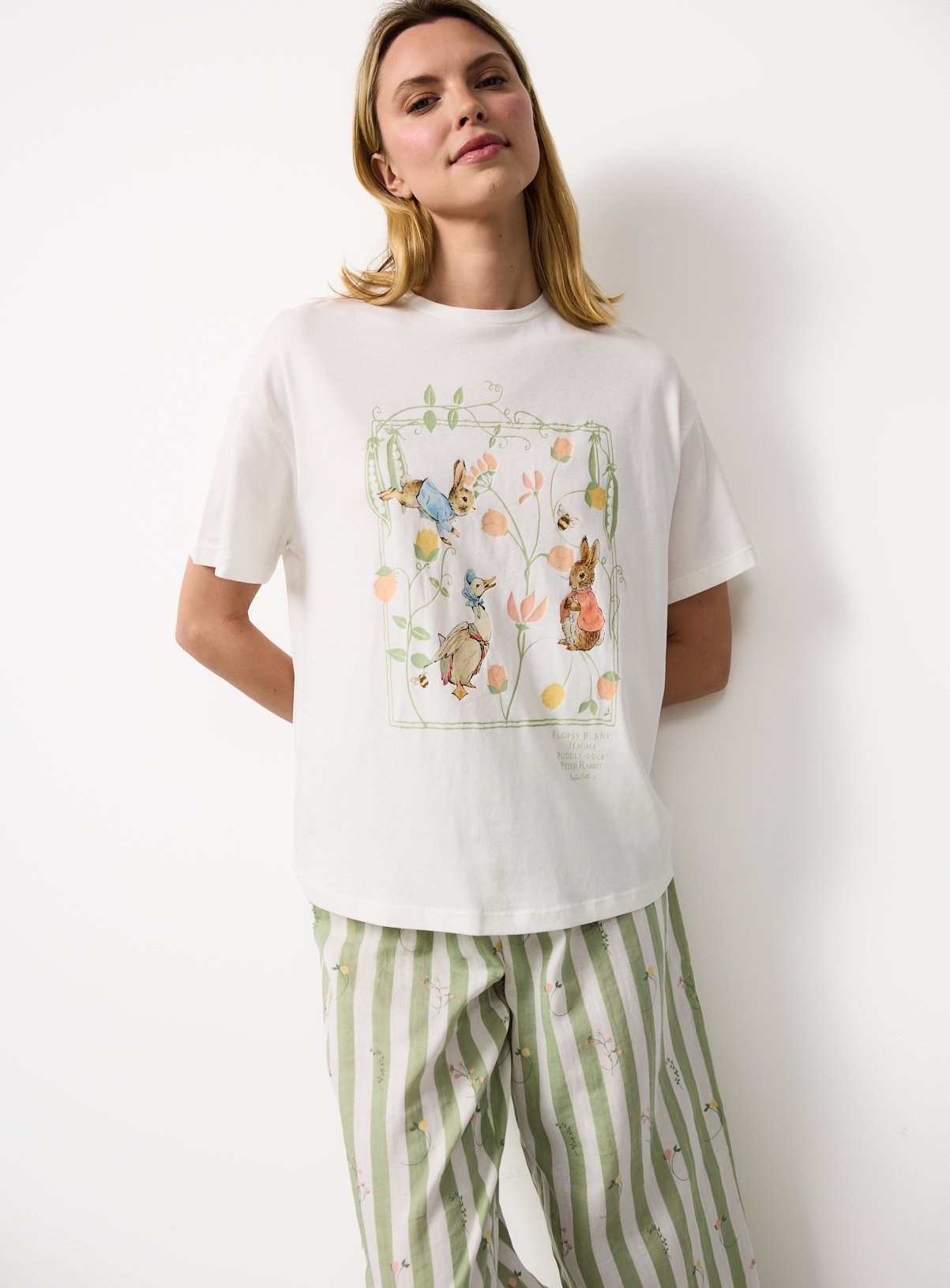 Mini Me Easter Green Peter Rabbit Print Modal Pyjama Set 