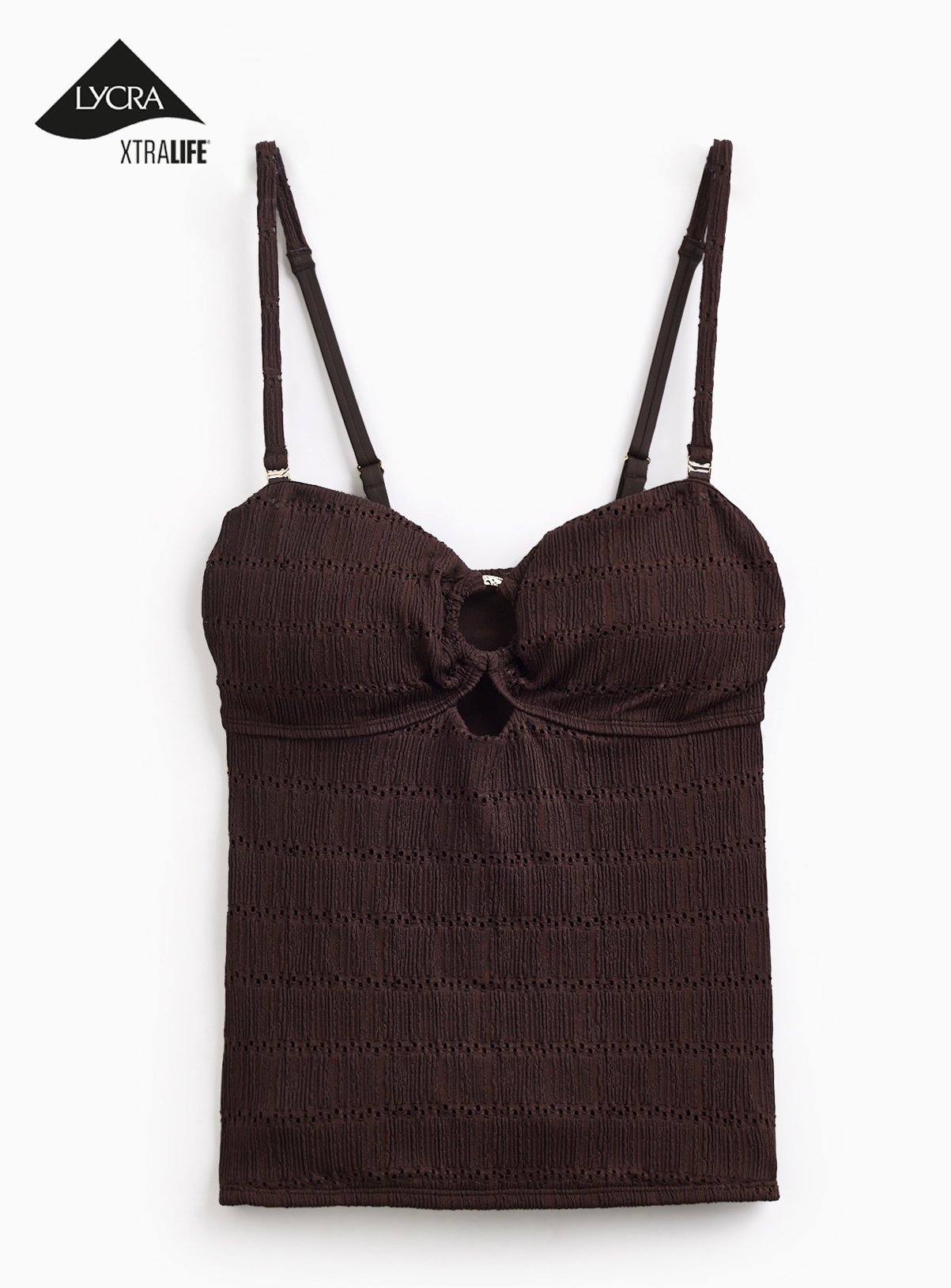 Black Ring Detail Bandeau Tankini Top 