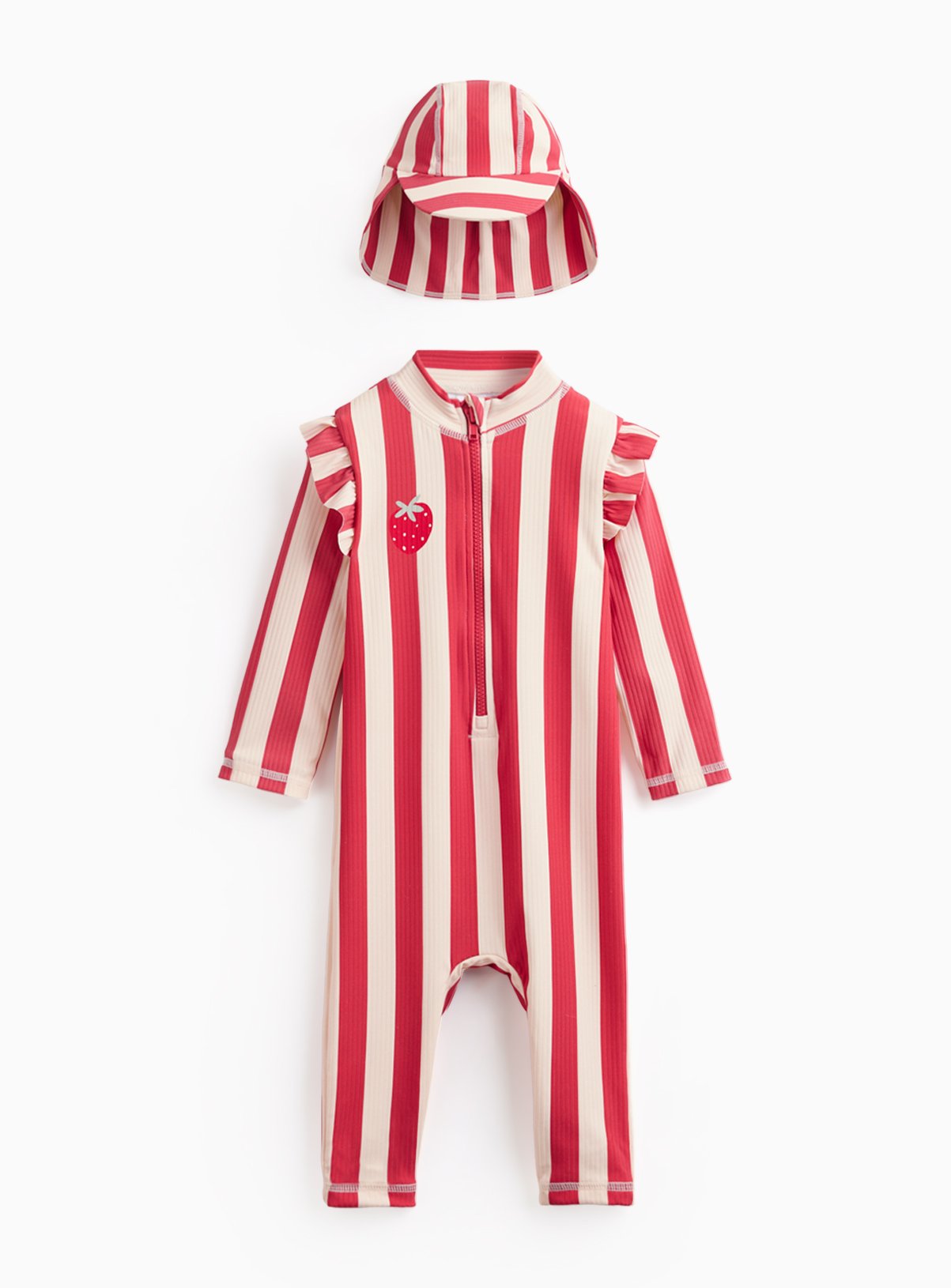 Red Stripe Strawberry Swim Set with Keppie Hat 12-18 months