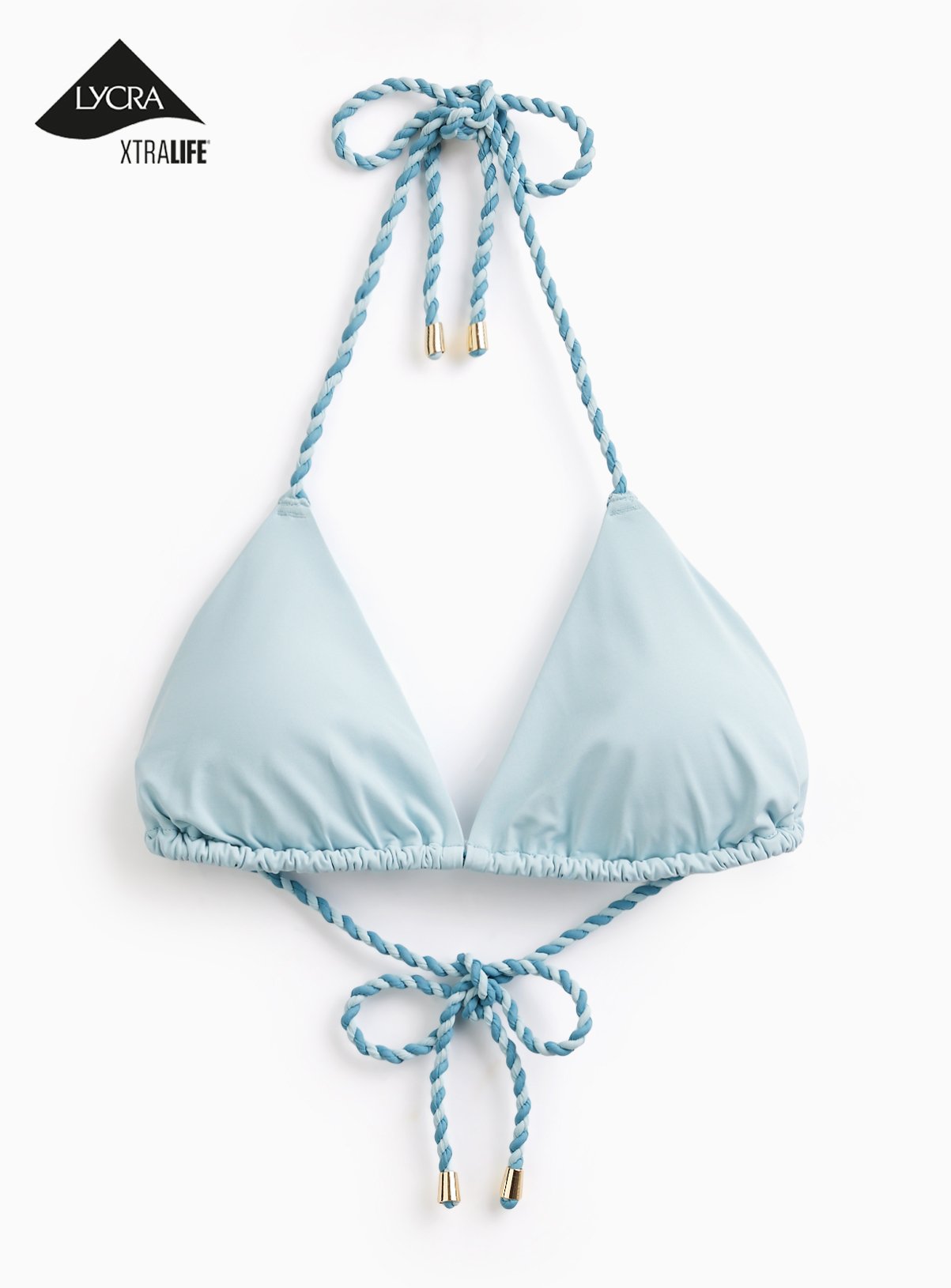 Blue Rope Detail Triangle Bikini Top 