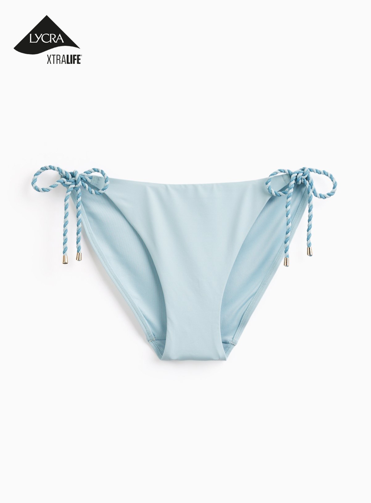 Blue Rope Detail High Leg Bikini Bottoms 