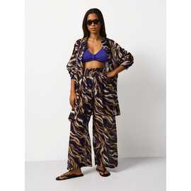 Wave Print Wide Leg Cover Up Trousers