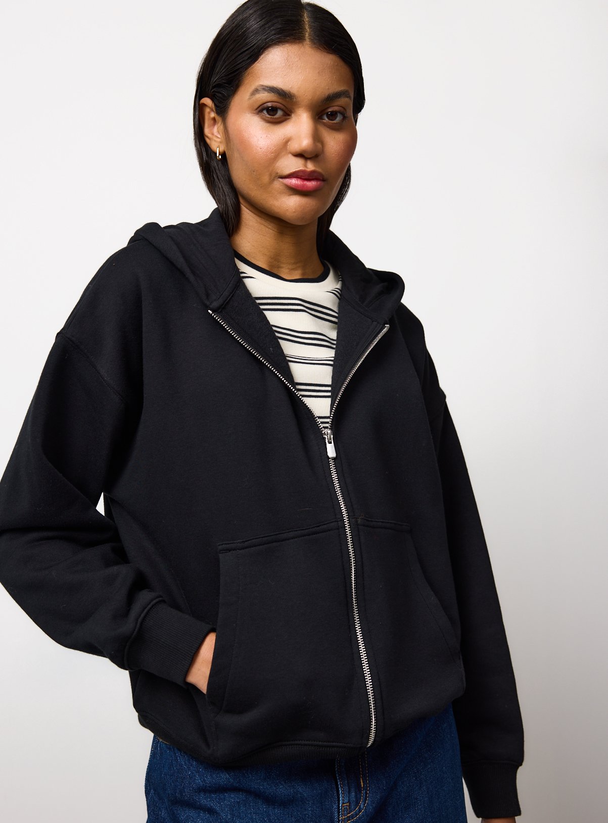 Cotton Rich Relaxed Fit Zip Hoodie 