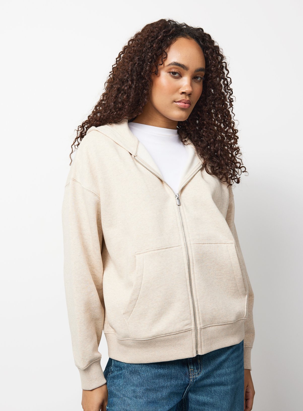Cotton Rich Relaxed Fit Zip Hoodie 