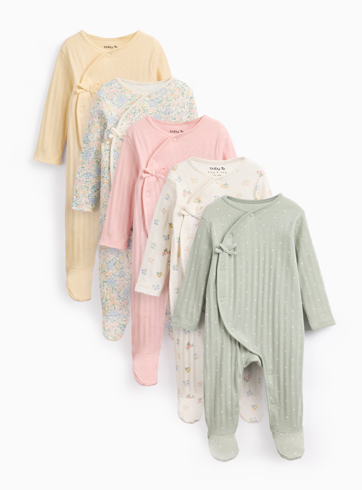 Floral Wrap Sleepsuits 5 Pack 18-24 months