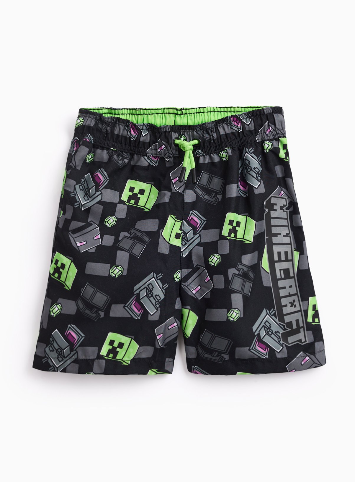 Black Minecraft Print Swim Shorts 7-8 years