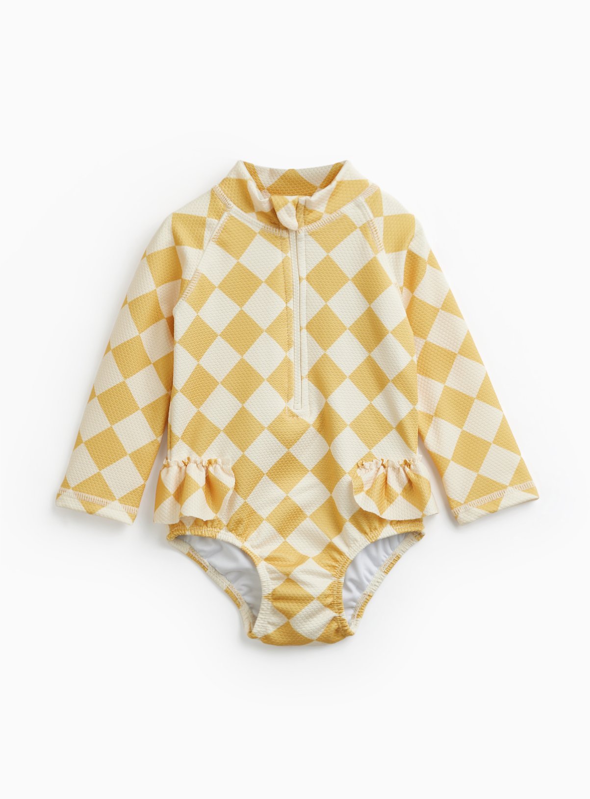 Yellow Harlequin Print Rash Bodysuit 