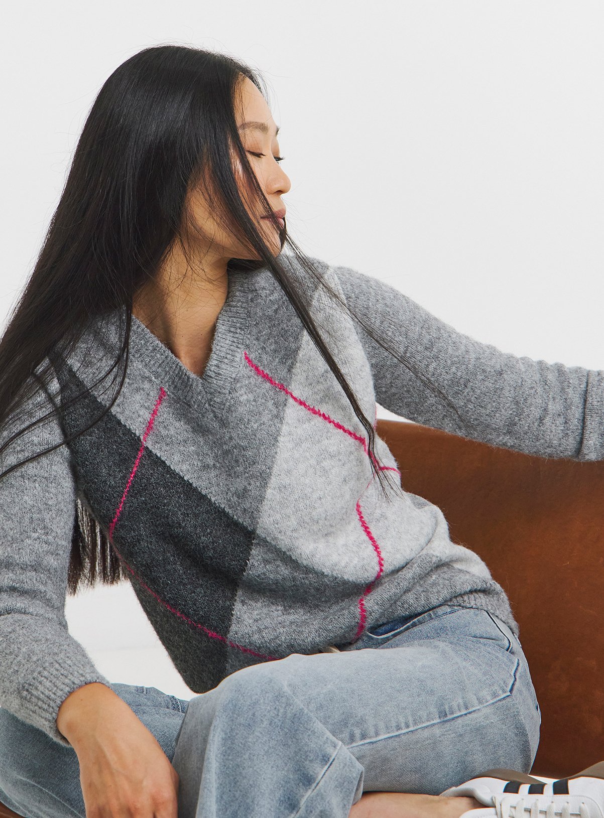 JD WILLIAMS V Neck Argyle Jumper